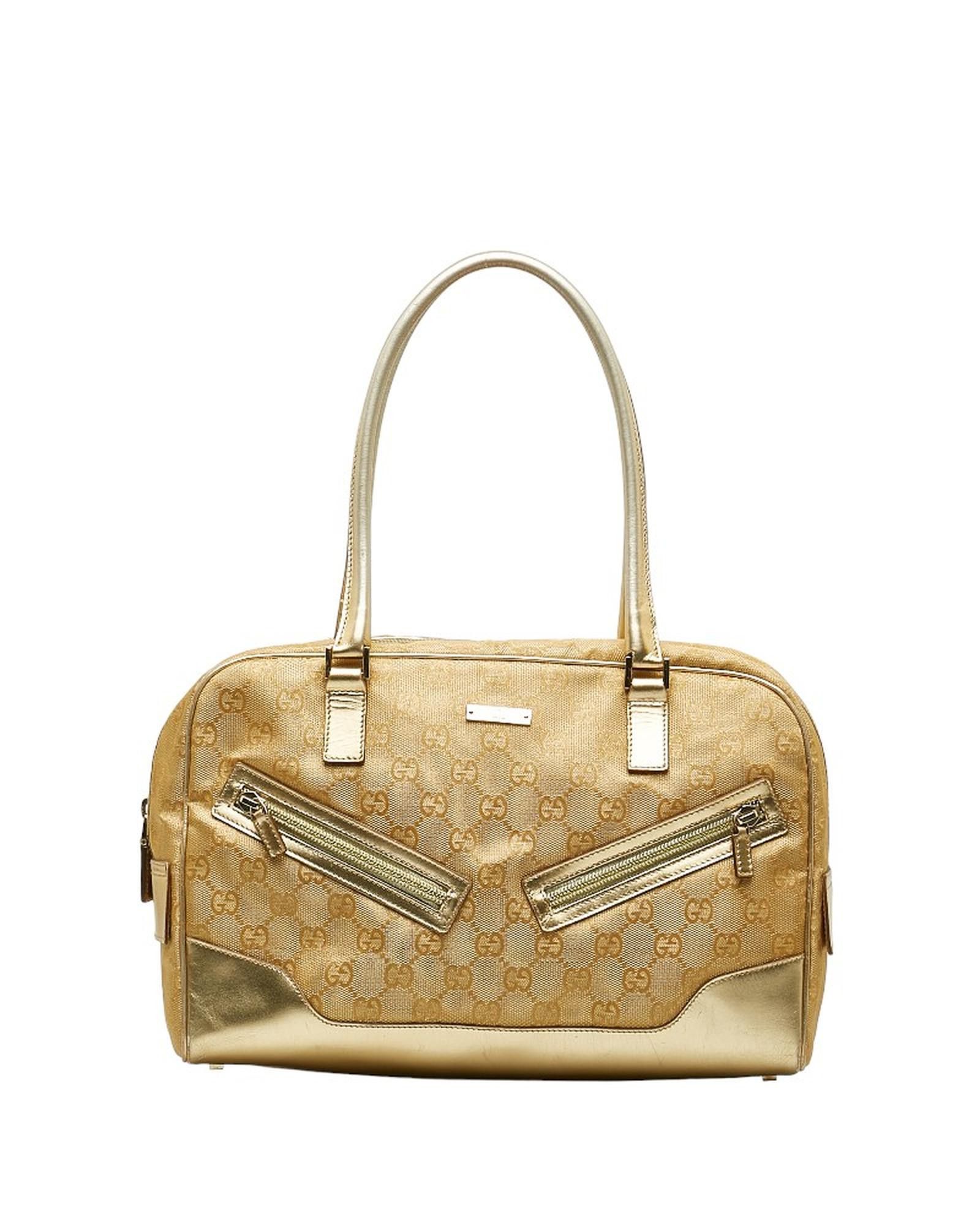 image of Gucci Lurex Bowler Bag In Brown, Women's