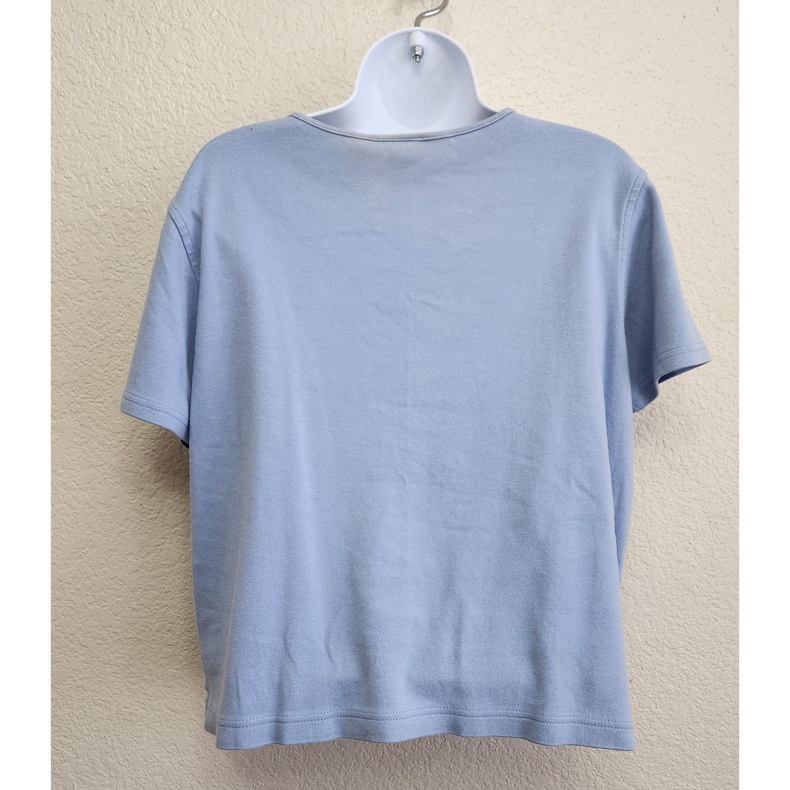 Other Classic Elements Blue Floral Round Neck Top Large Stretch Size L / US 10 / IT 46 - 3 Thumbnail