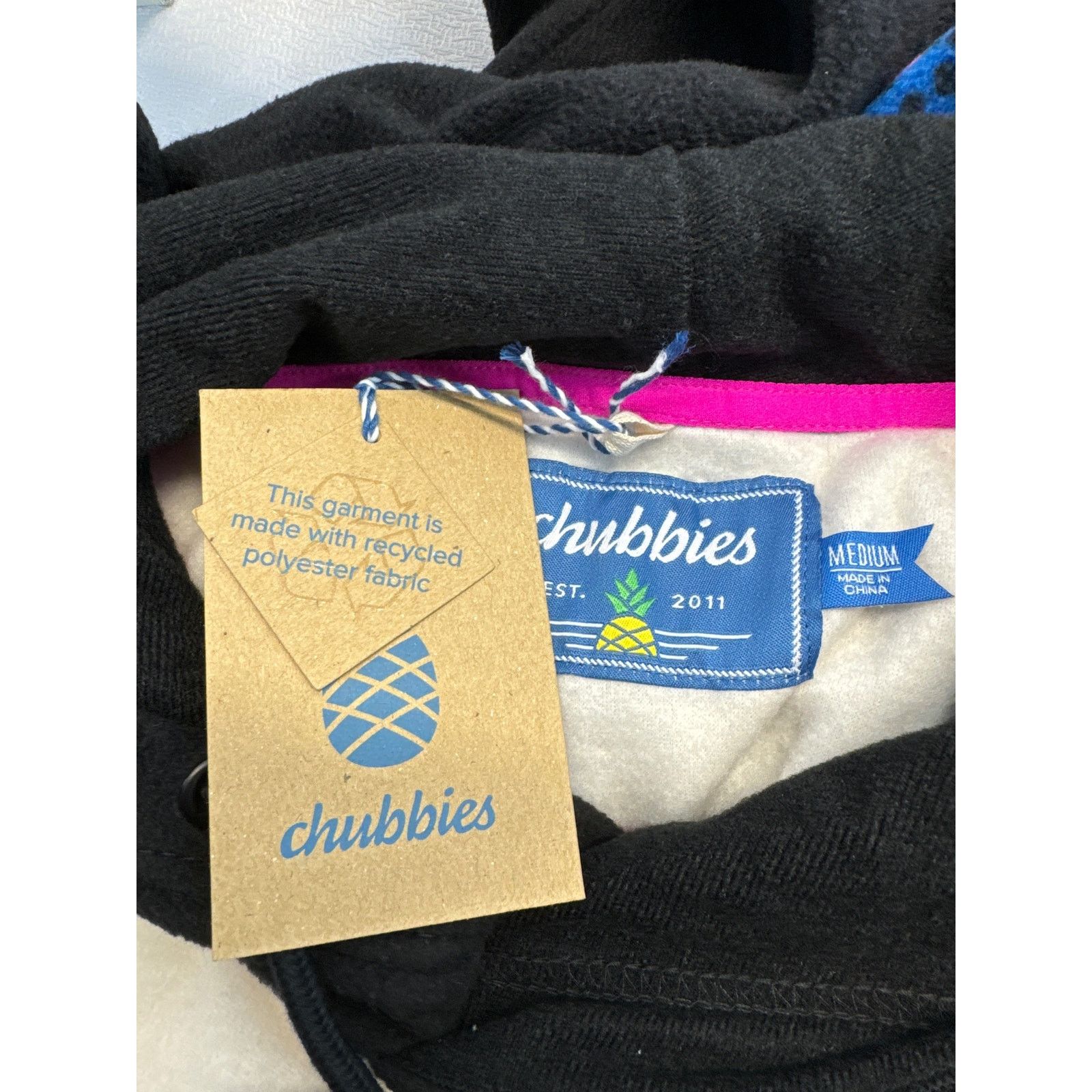 Chubbies Chubbies "Retro Splash” Low-Pile Hoodie Black Pink men sz M Size US M / EU 48-50 / 2 - 6 Thumbnail