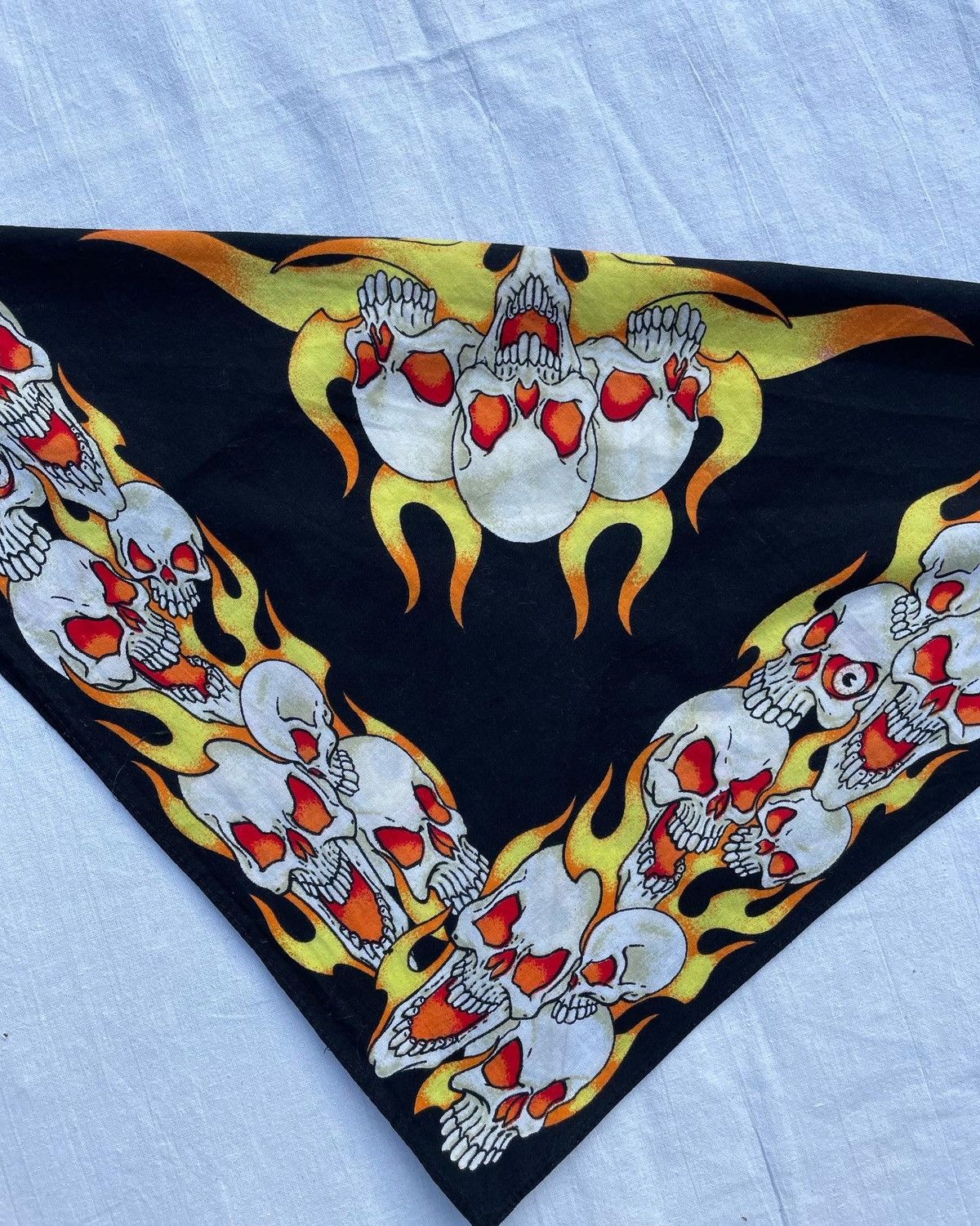 Vintage Vintage Bandanna with Sculls and Fires Size ONE SIZE - 3 Thumbnail