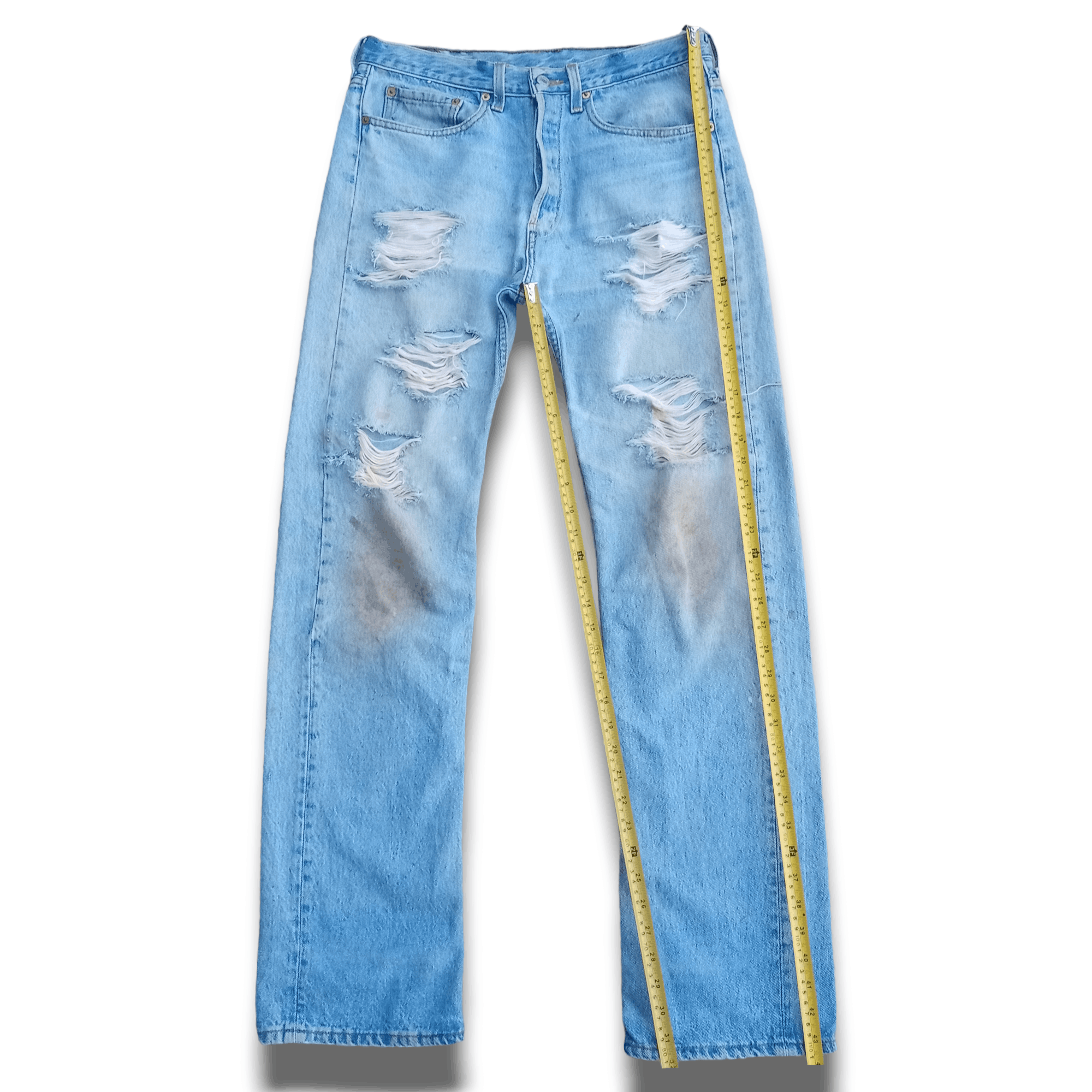 Levi's × Levi's Vintage Clothing Vintage 90s Levis 501 Blue Wash Distressed Baggy Jeans 31x32 Size US 31 - 8 Thumbnail