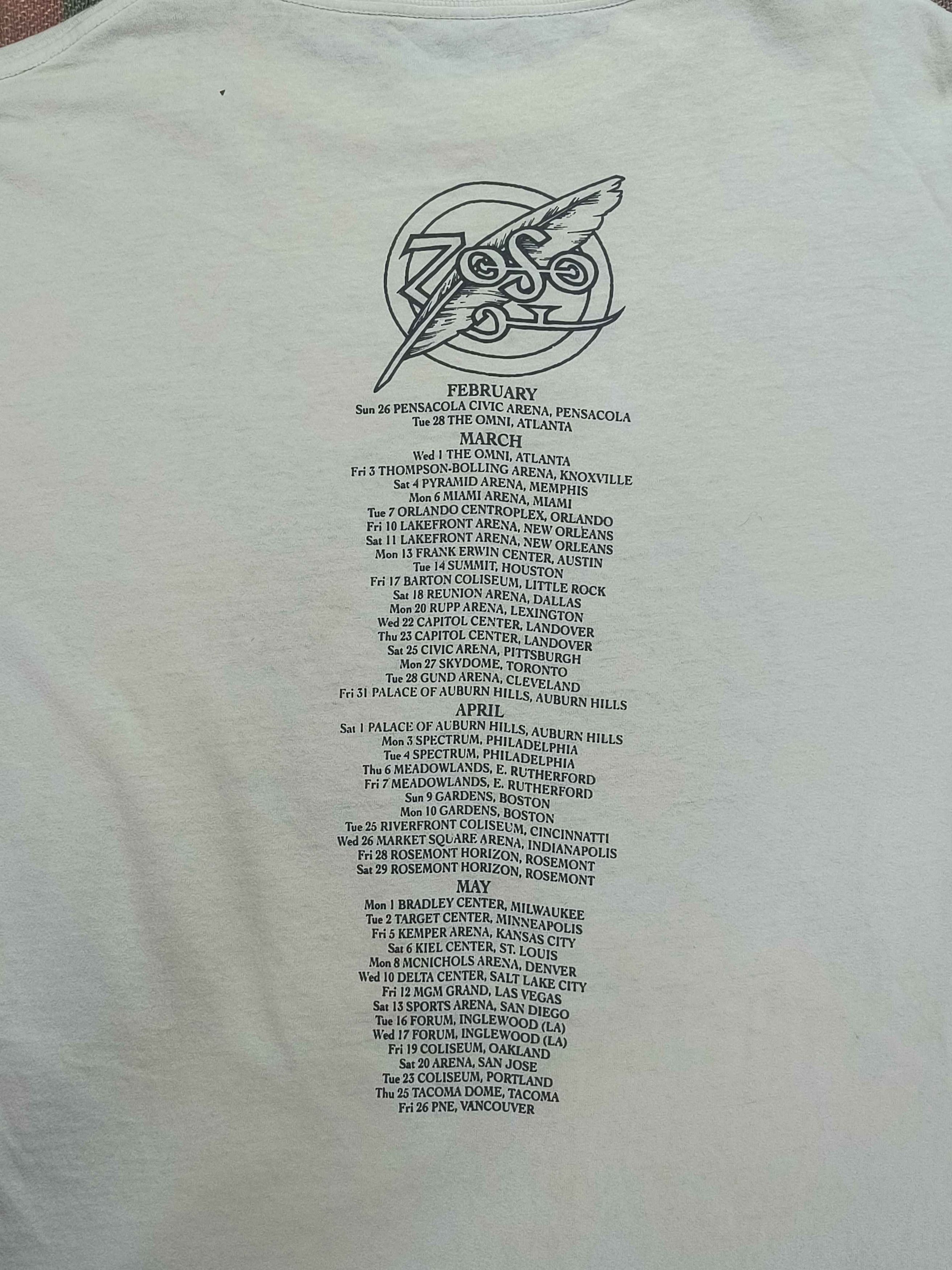 Band Tees Vintage ZOSO Jimmy Page Robert Plant World Tour 1995 Tee Size US L / EU 52-54 / 3 - 4 Thumbnail