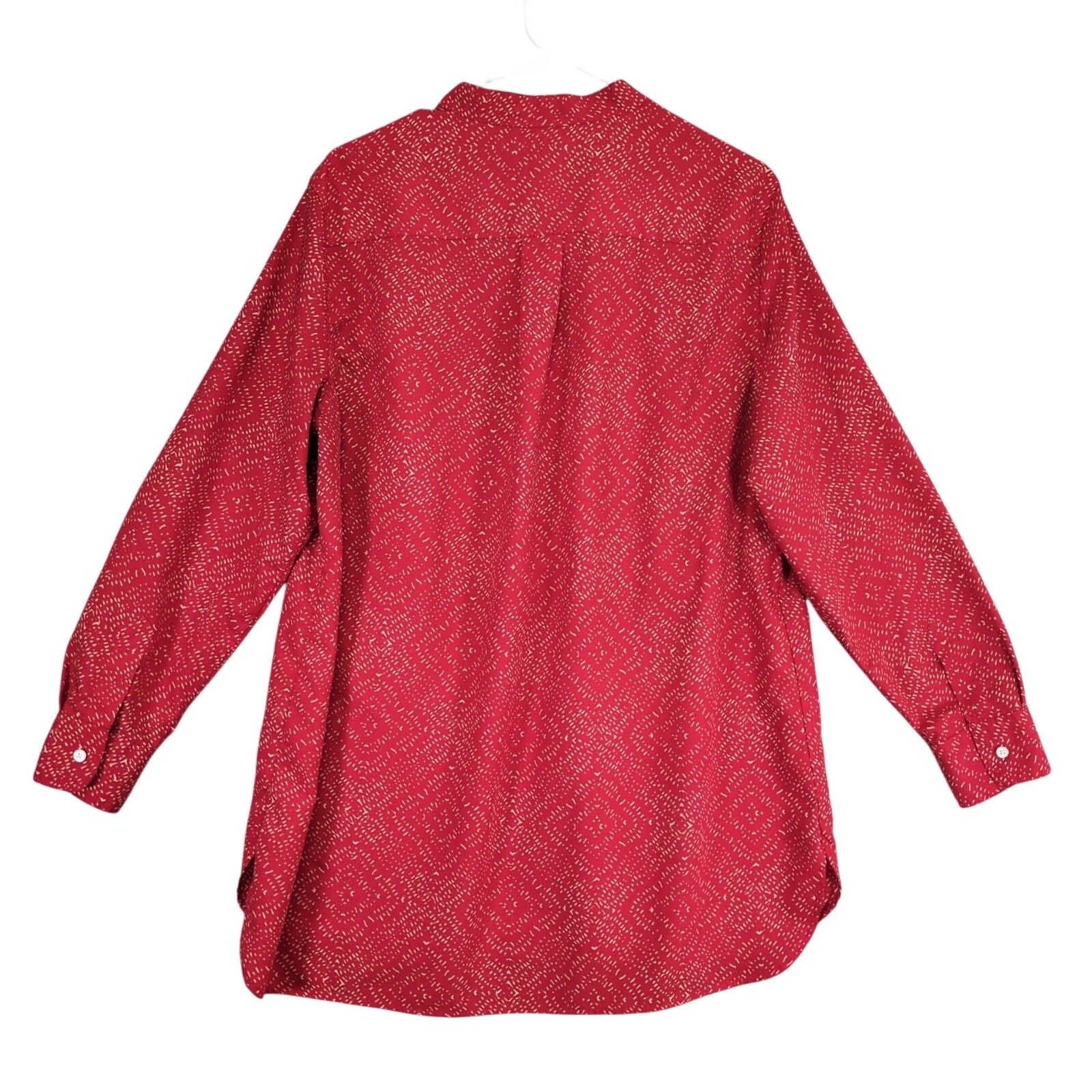 Lauren Ralph Lauren LRL Ralph Lauren Women's 1X Red Geometric Long Sleeve Blouse Size XL / US 12-14 / IT 48-50 - 3 Thumbnail