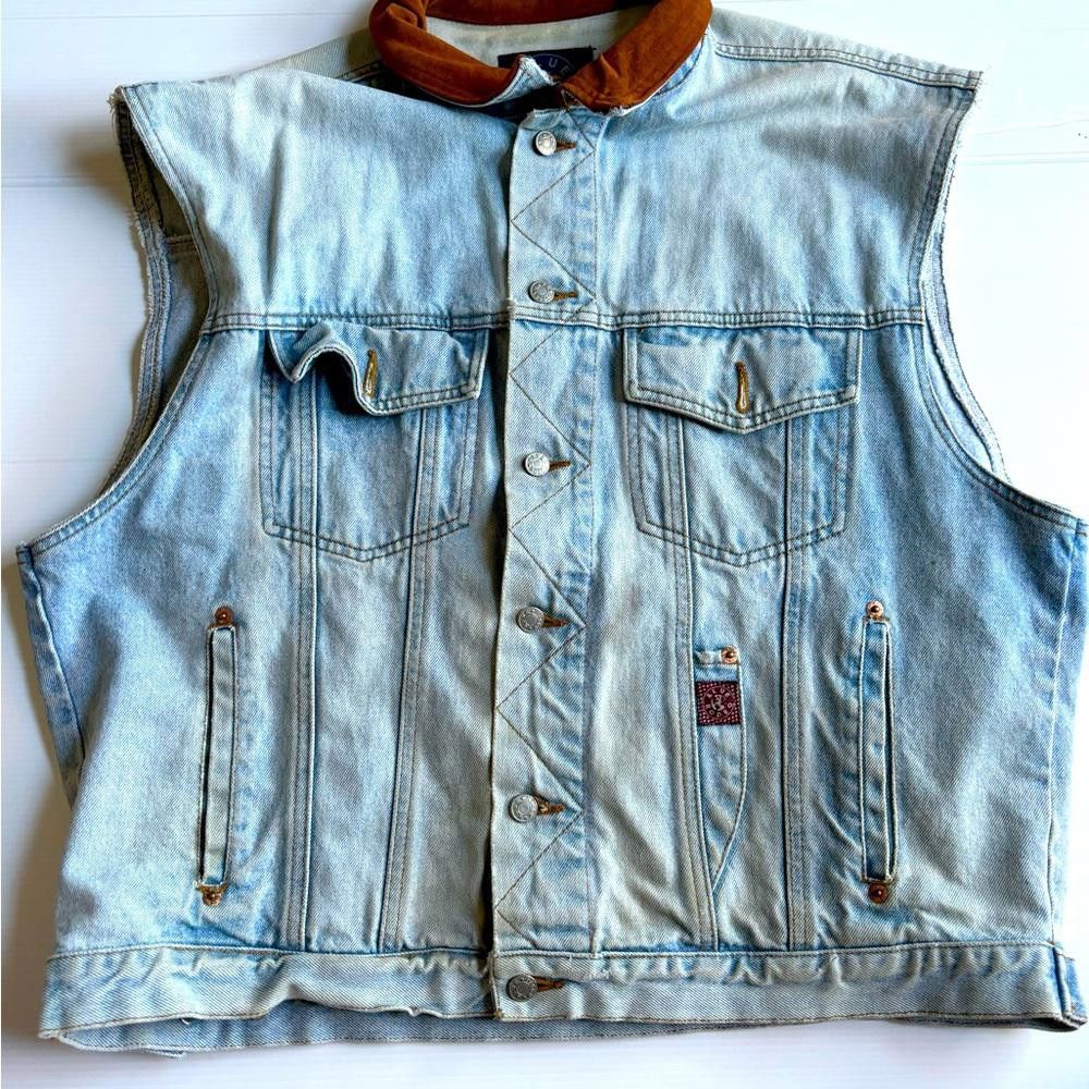 Designer Vintage 1990’s Blue Rodeo Denim Vest Size L / US 10 / IT 46 - 1 Thumbnail