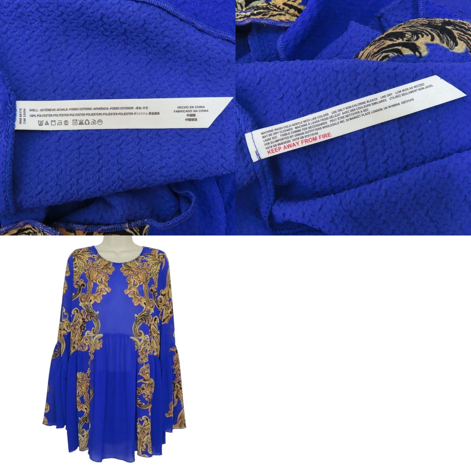 Free People Free People Women Small Symphony Slip Dress OB721476 Blue Gold Scroll Size S / US 4 / IT 40 - 8 Thumbnail