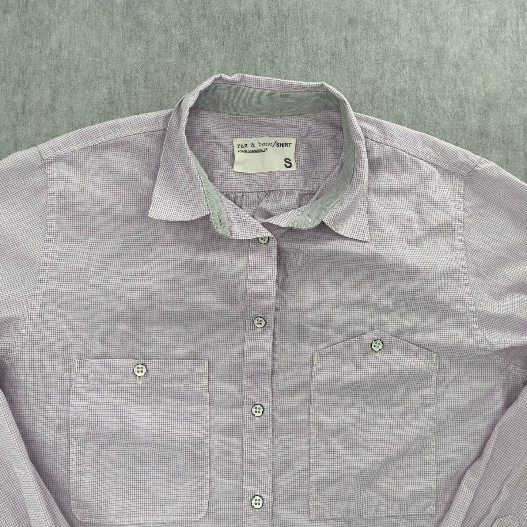 Rag & Bone VINTAGE Rag & Bone Women's Shirt Small Purple Check Long Sleeve Button-Up Pockets Casual Designer Size S / US 4 / IT 40 - 3 Thumbnail