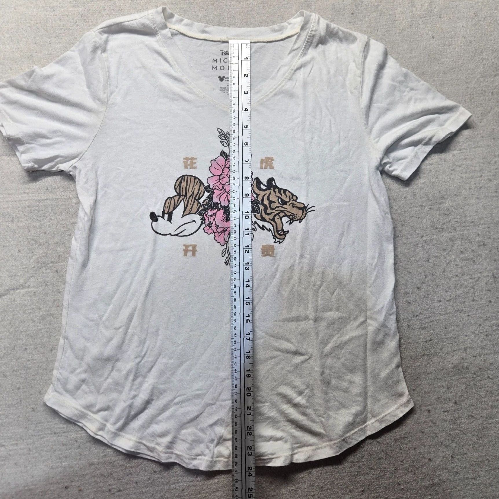 Disney Disney Mickey Mouse Women's T-Shirt L White Short Sleeve V-Neck Cartoon Logo 2020s Size L / US 10 / IT 46 - 6 Thumbnail