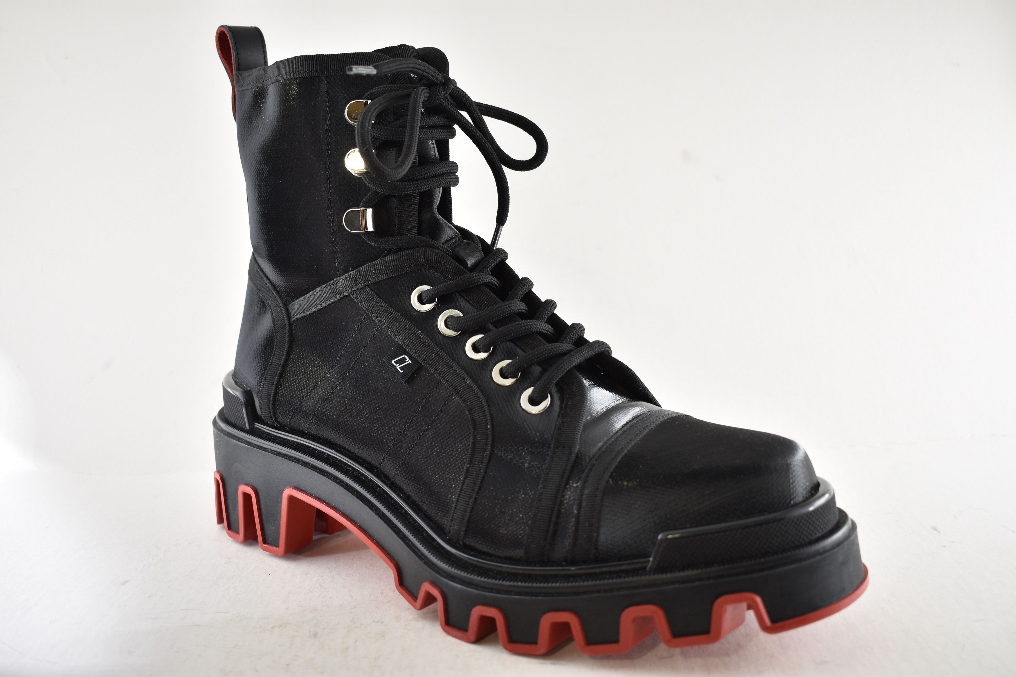 Christian Louboutin Mens Panaroot Dune Flat Black Combat Lace Up Boot 43.5 10.5 Size US 10.5 / EU 43-44 - 4 Thumbnail