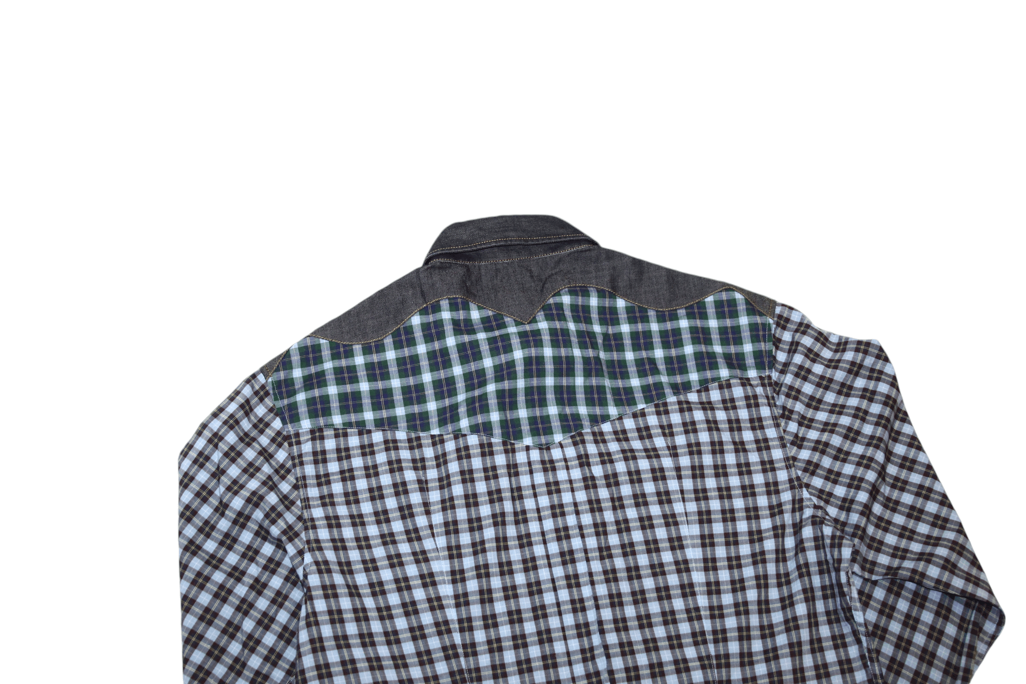 Roberto Cavalli Cavalli gradient checkered denim trim popover western shirt Size US L / EU 52-54 / 3 - 8 Thumbnail