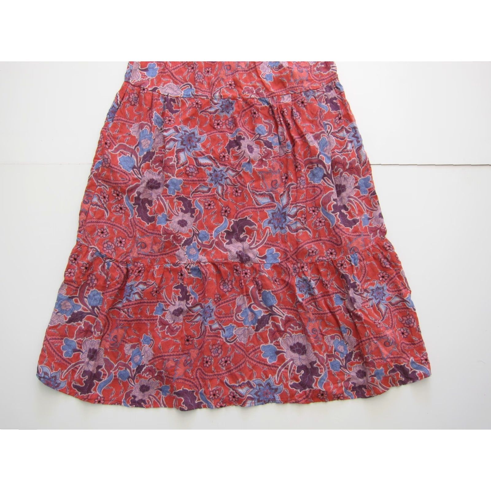 Vintage Knox Rose 100% Rayon Pink Blue Floral Pocket V-Neck Tank Slip Sun Dress Small Size S / US 4 / IT 40 - 8 Thumbnail