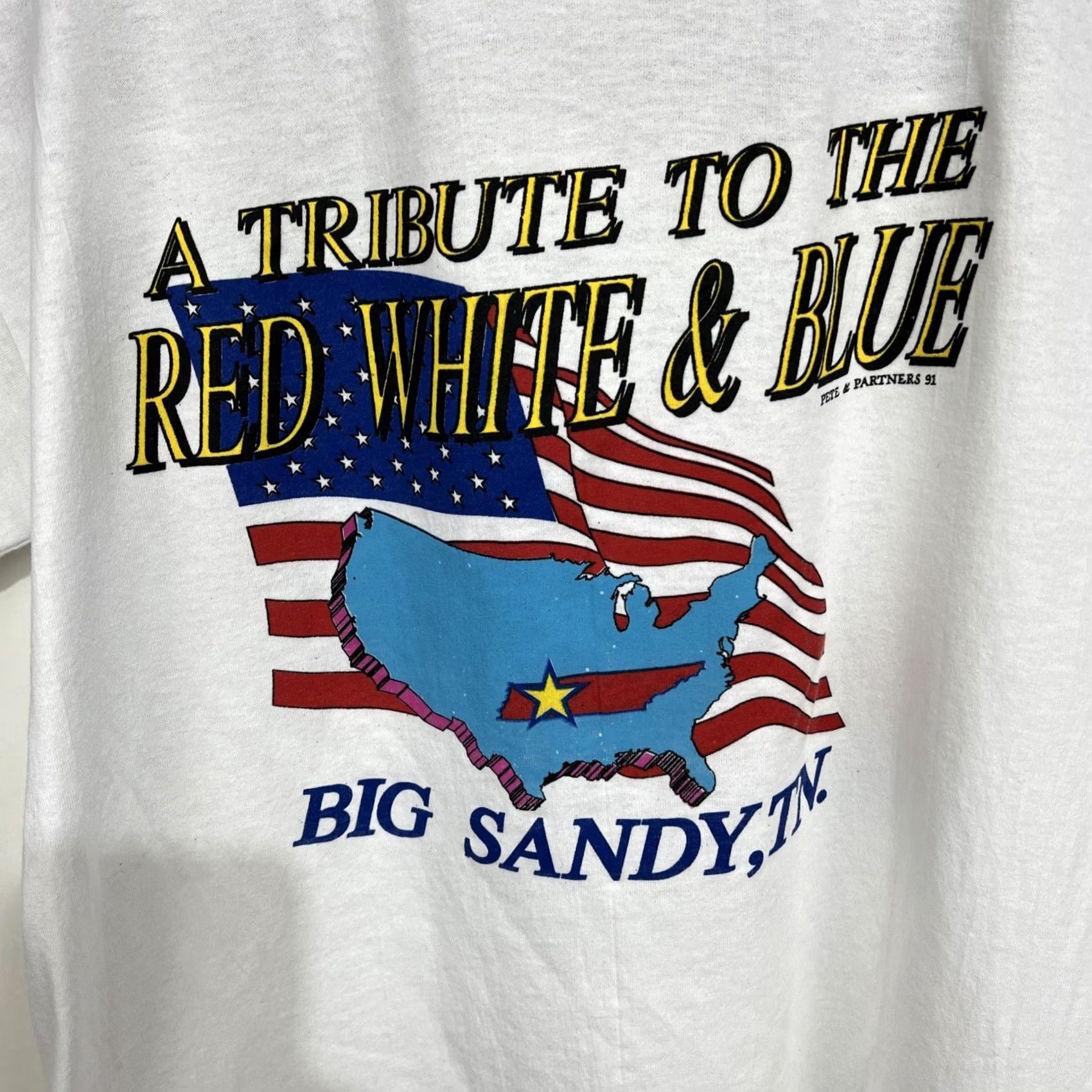 Vintage VINTAGE Murina T-Shirt USA 90s White Short Sleeve Crew Neck Large L Men's Graphic Print Single Stitch Signature Logo Front/Back Blue Size US L / EU 52-54 / 3 - 3 Thumbnail
