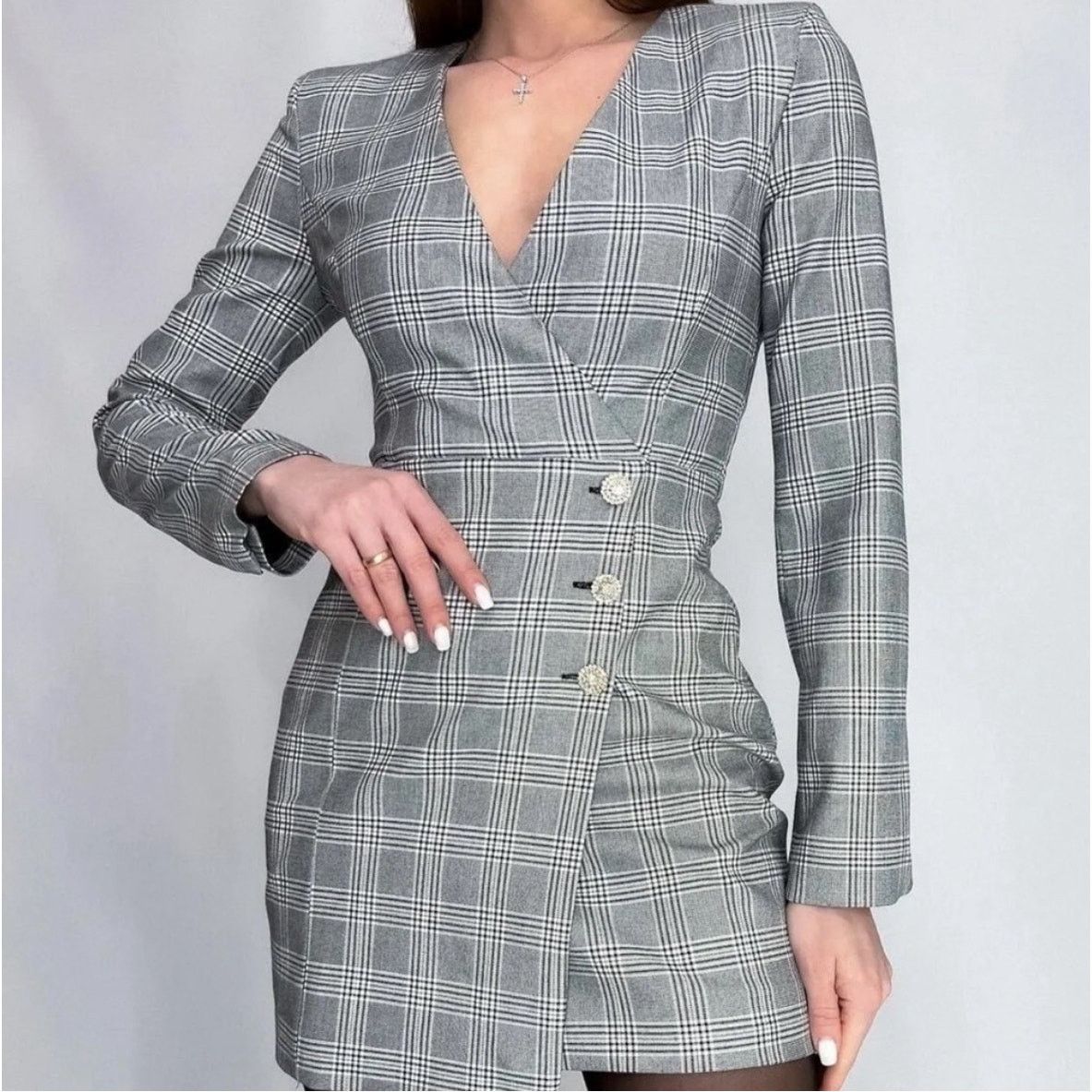 ZARA BLOGGER FAVORITE PLAID BLAZER DRESS