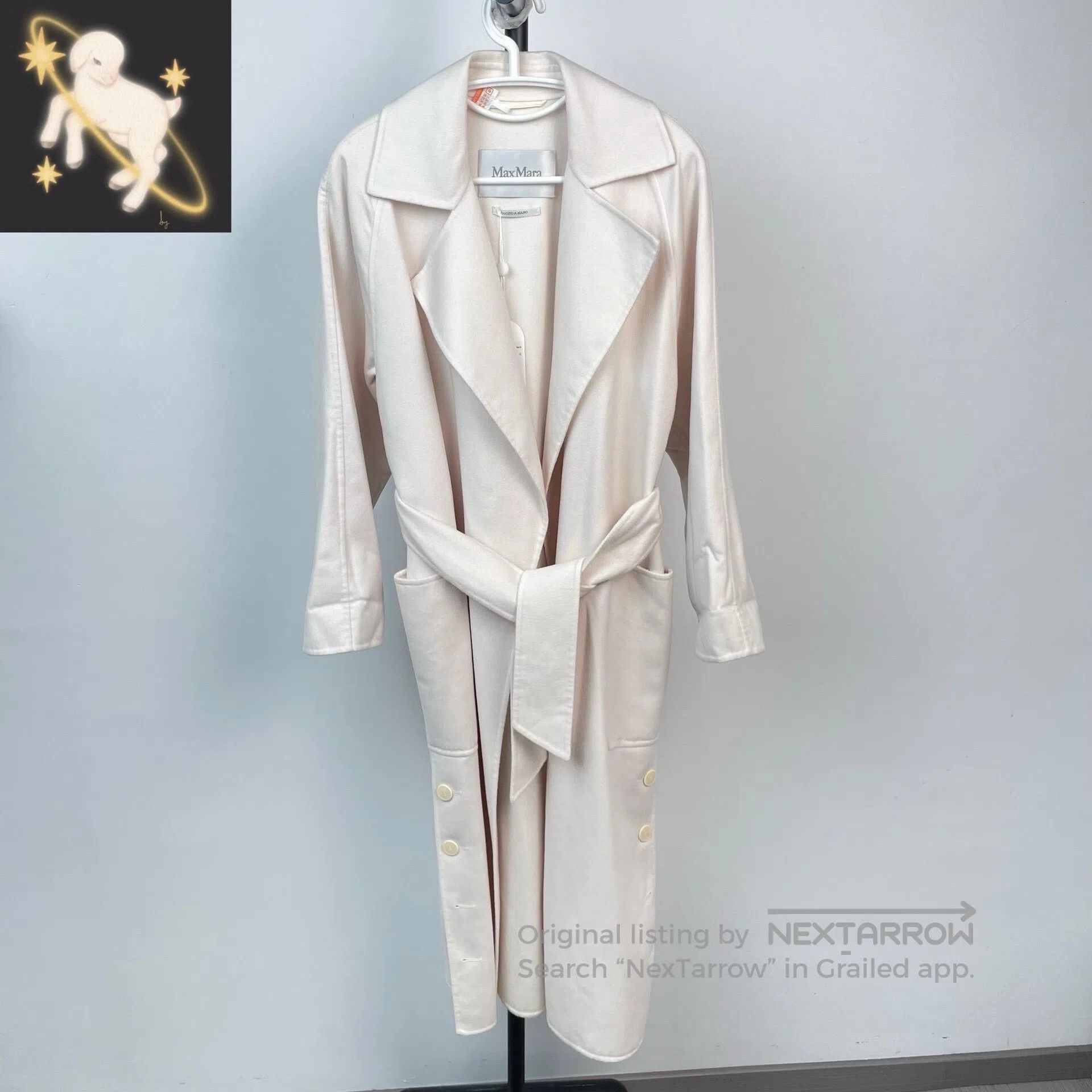 Max Mara Max Mara White Cashmere Wool Tweed Hem Button Long Coat Ja Size 4XL / US 24-26 - 1 Thumbnail