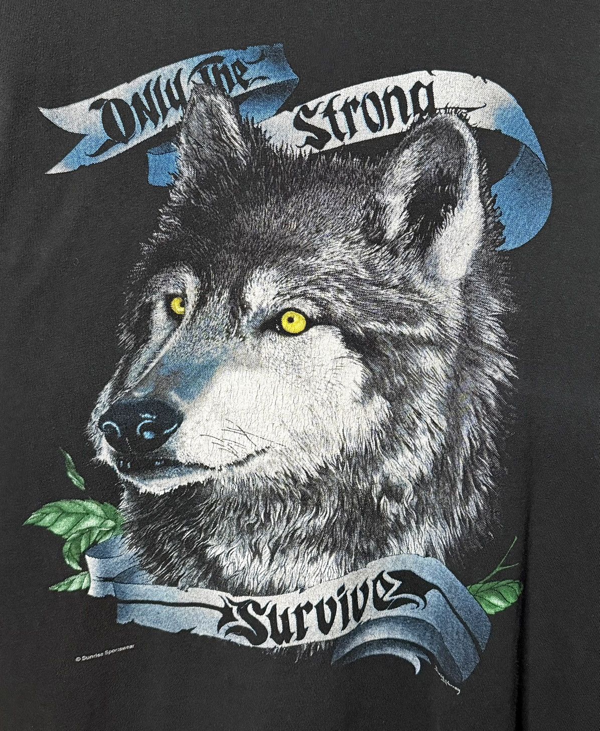 Vintage Vintage 1990s Only the Strong Survive Wolf T-Shirt, Size L! Size US L / EU 52-54 / 3 - 2 Thumbnail