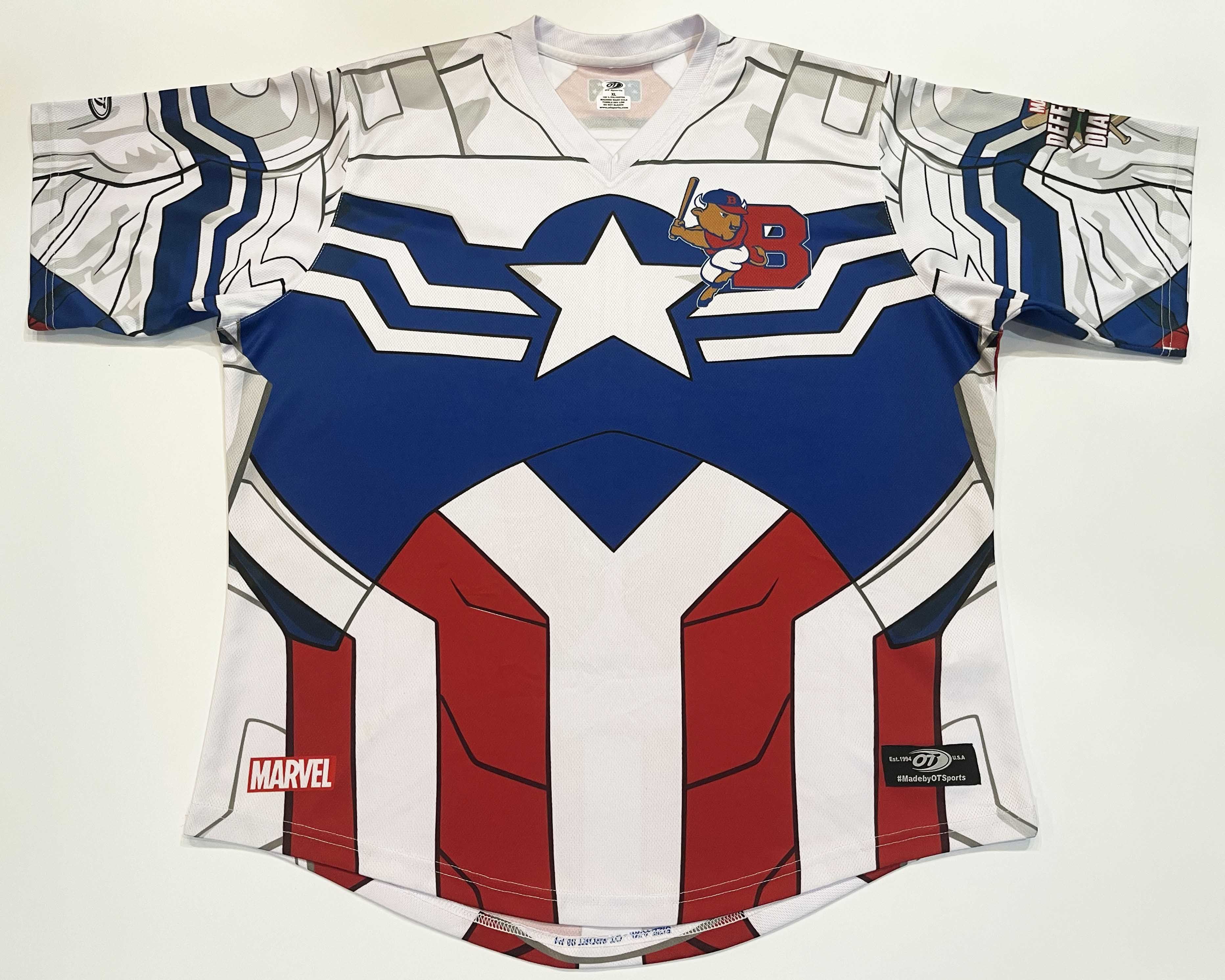 Vintage OT Sports MiLB Buffalo Bisons Marvel Baseball Jersey Size US XL / EU 56 / 4 - 1 Thumbnail