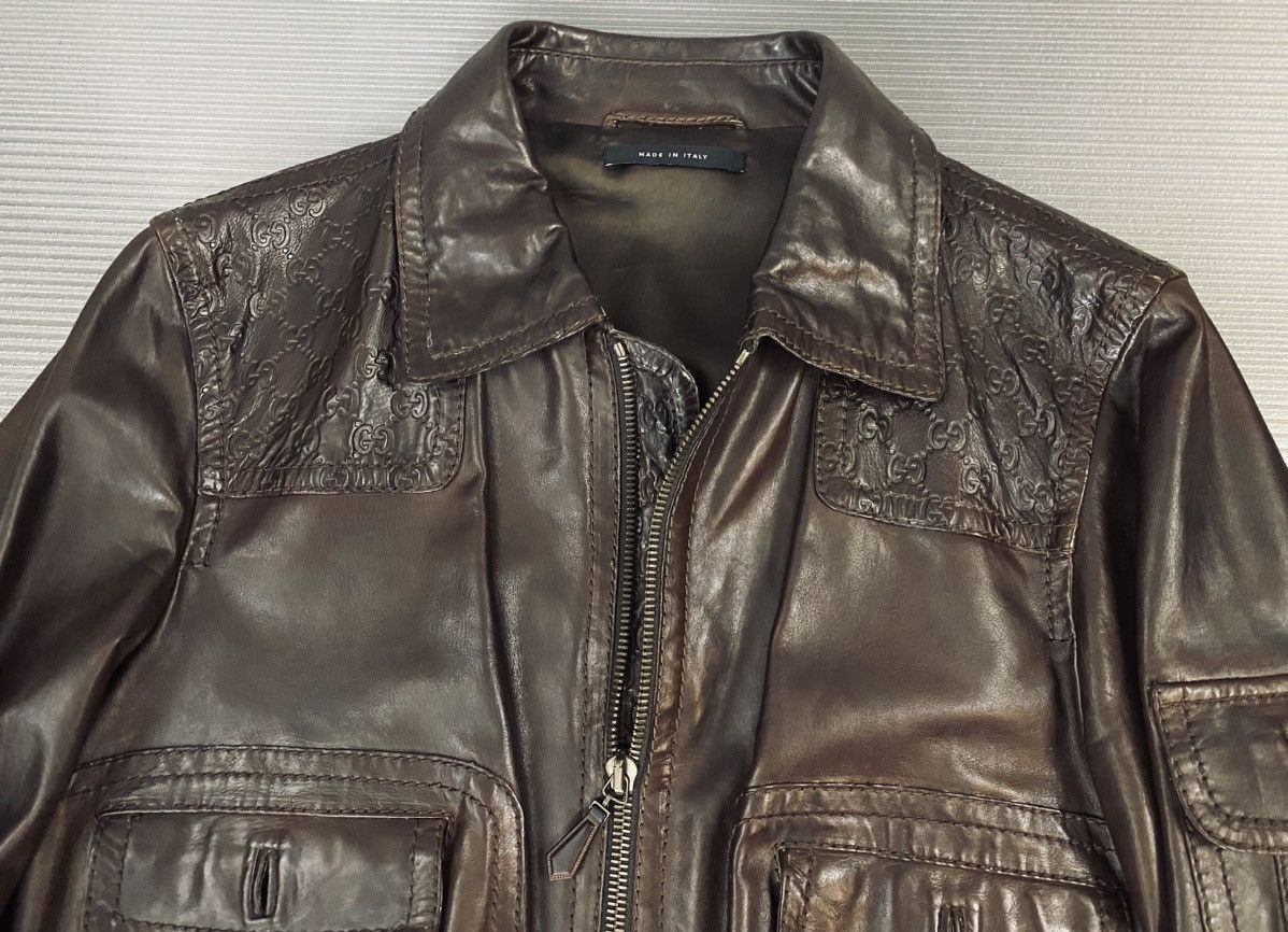 Gucci Gucci x Tom Ford 🇮🇹 Mocha Leather GG Allover Bomber Jacket 52 Size US L / EU 52-54 / 3 - 13 Thumbnail