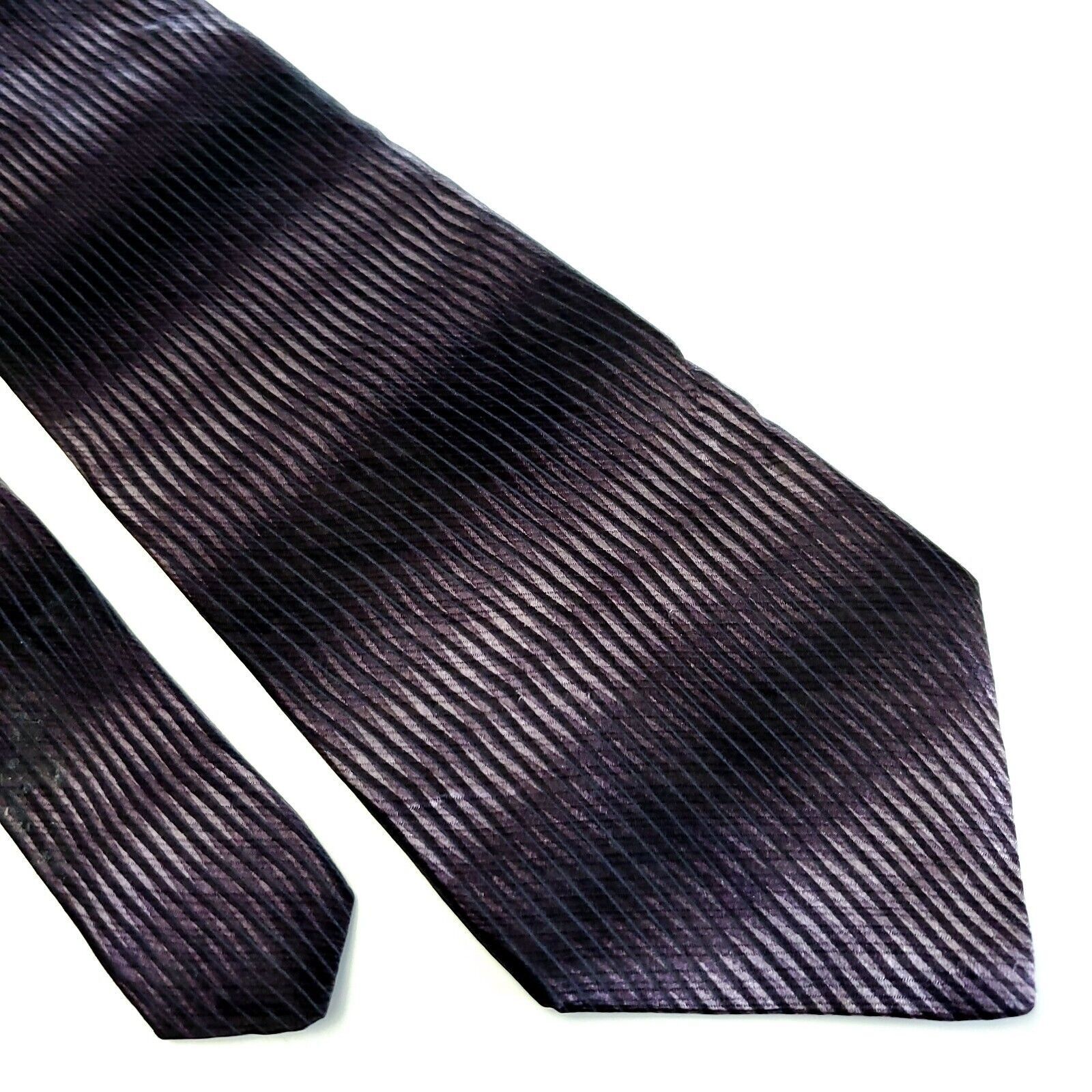 Designer Milano Uomo Purple Woven Wavy Striped Silk Tie Size ONE SIZE - 1 Thumbnail