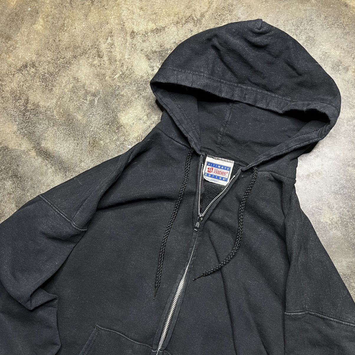 Vintage Vintage Thrashed Blank Zip Up Hoodie 90s Baggy Size US XL / EU 56 / 4 - 4 Thumbnail