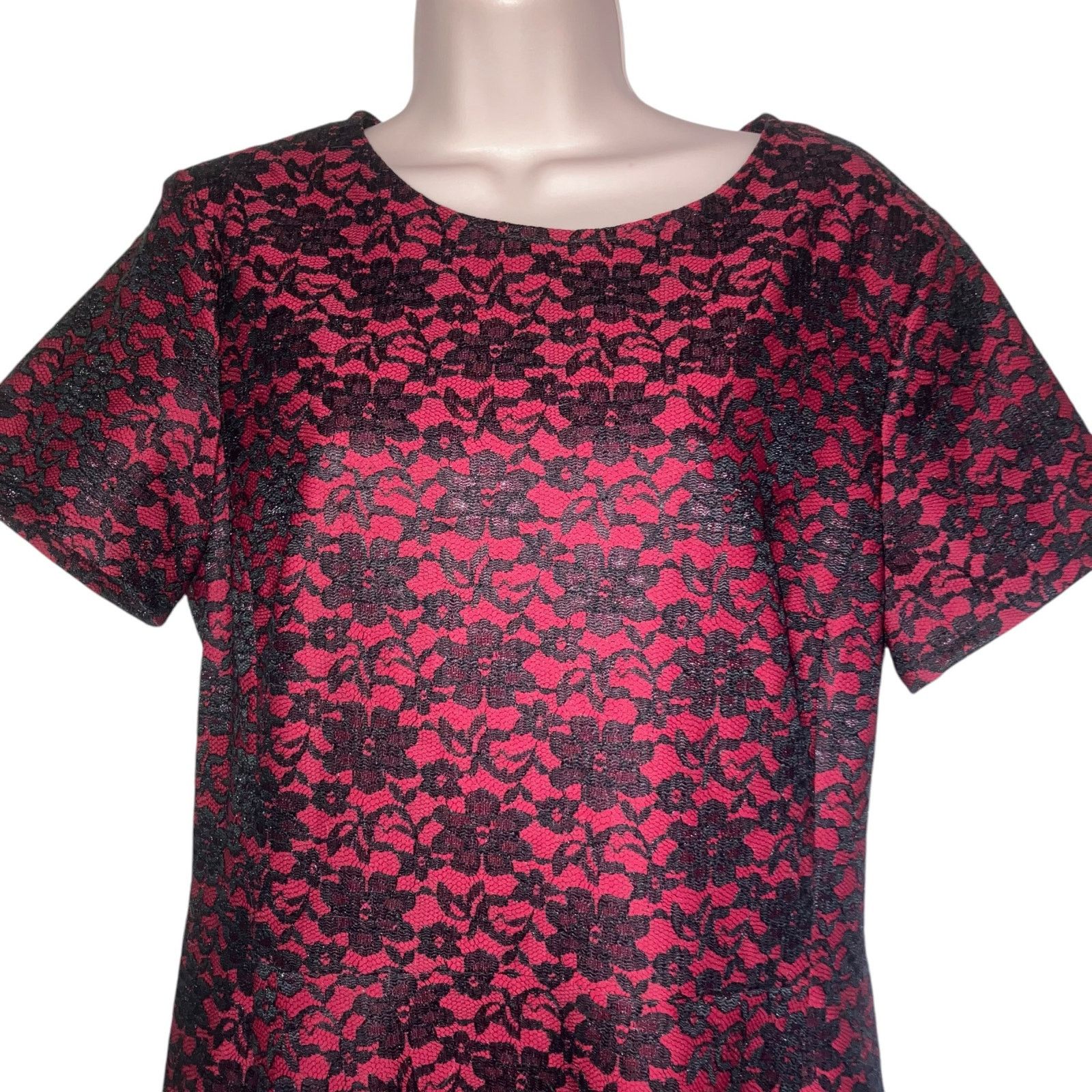 NWT Betsey Johnson Red and Black Lace Fit and Flare Dress-14