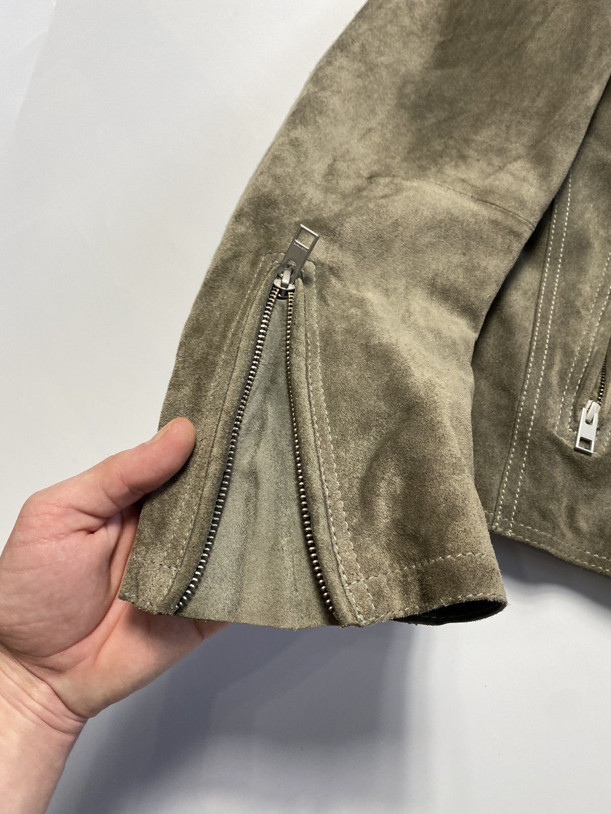 Allsaints Allsaints Crawley Calf Suede Biker Leather Jacket Size US XL / EU 56 / 4 - 21 Thumbnail