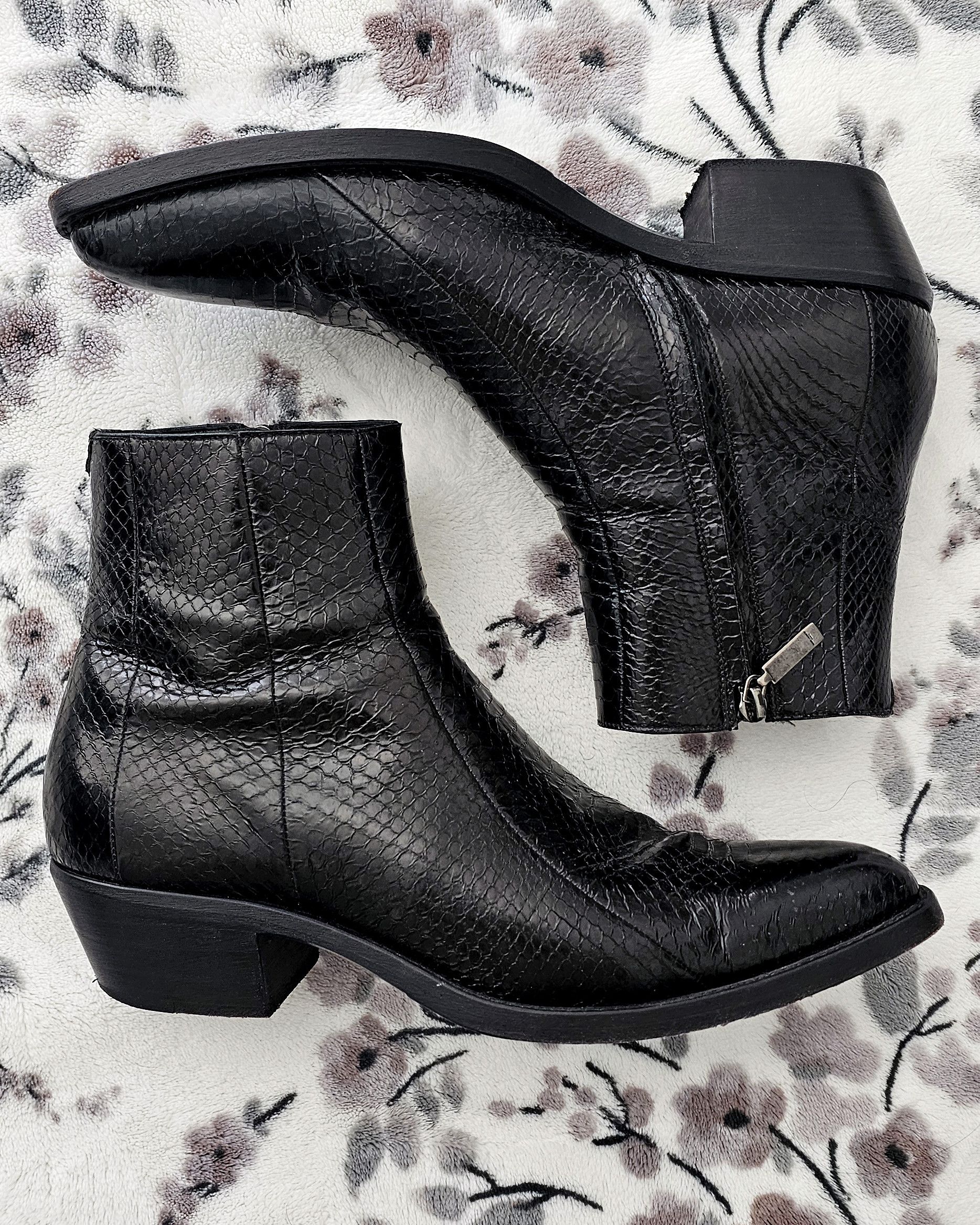 Saint Laurent Paris Dakota Lacquered Ayers Snakeskin Boots Size US 10 / EU 43 - 1 Thumbnail