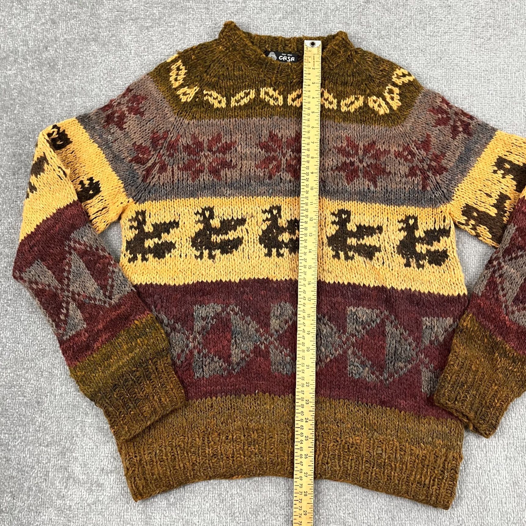 SAS Casa Bolivia Wool Sweater Mens M 100% Knit Fair Isle Multicolor Dragon Crewneck Long Sleeve Size US M / EU 48-50 / 2 - 3 Thumbnail