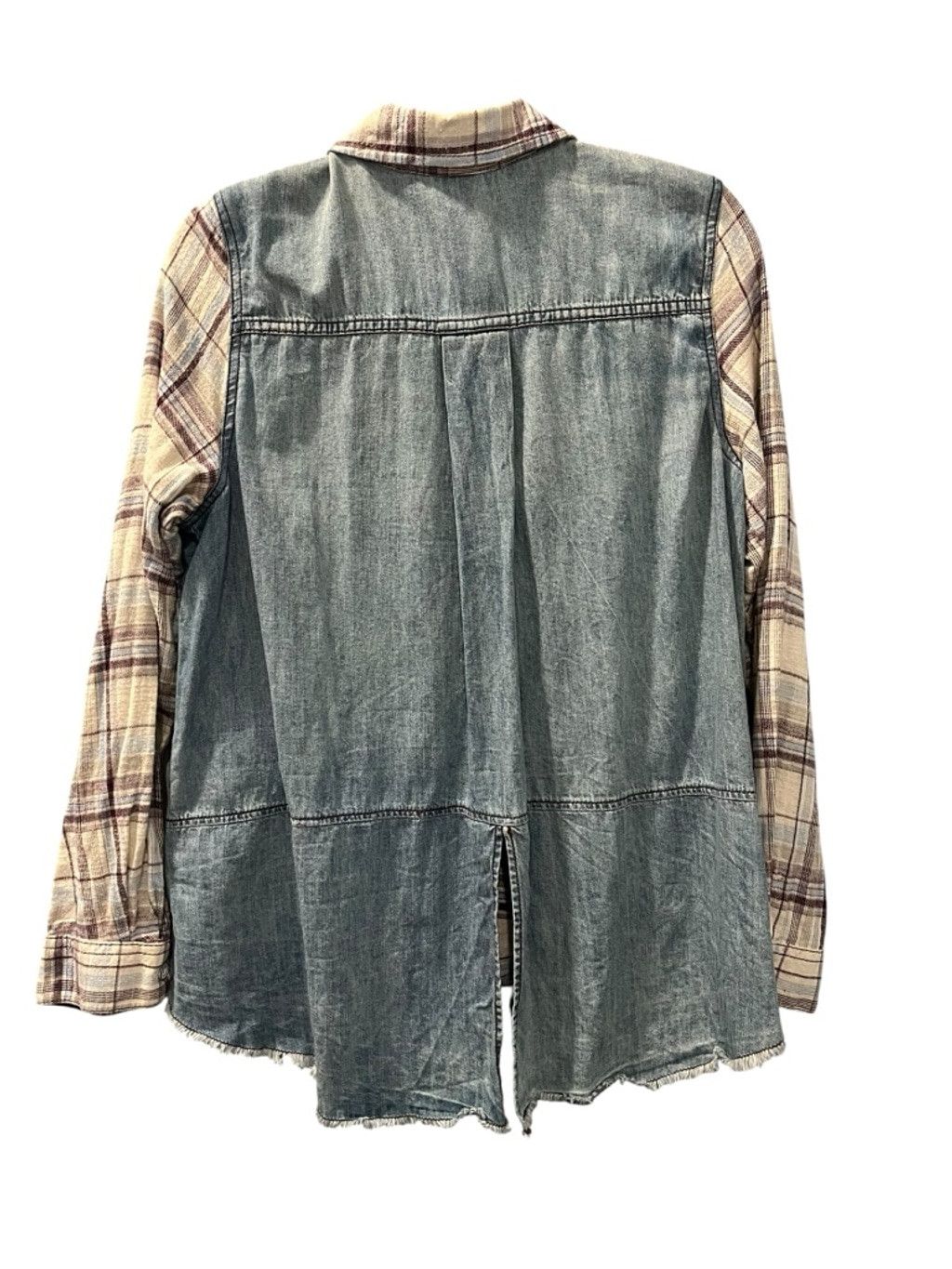 Free People Free People Plaid Flannel Denim Button Up Shirt Size M Size M / US 6-8 / IT 42-44 - 8 Thumbnail