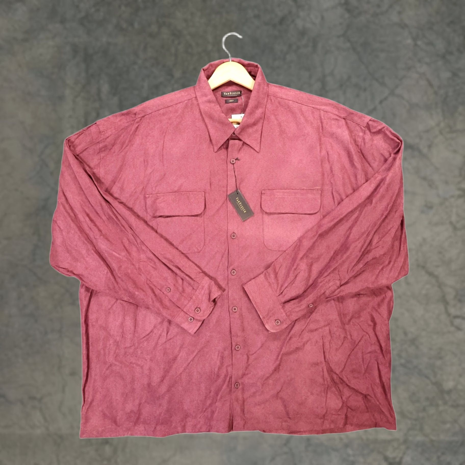 Van Heusen VINTAGE Van Heusen Button Up Shirt Mens 2XLT Wine Soft Suede Long Sleeve Size US XXL / EU 58 / 5 - 1 Thumbnail