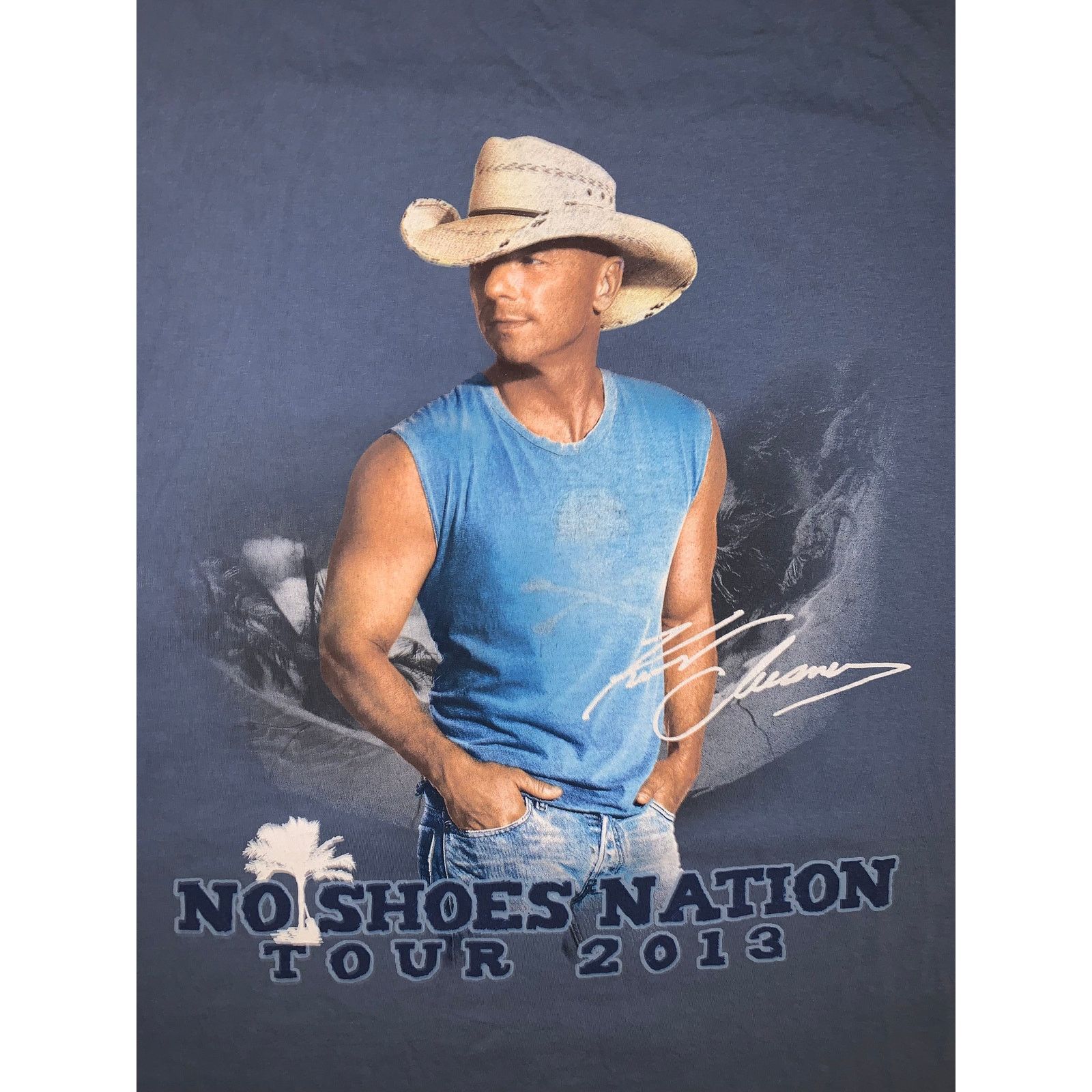 Band Tees × Gildan Kenny Chesney No Shoes Nation Tour 2013 Tee Slate Blue 2XL Size US XXL / EU 58 / 5 - 1 Thumbnail