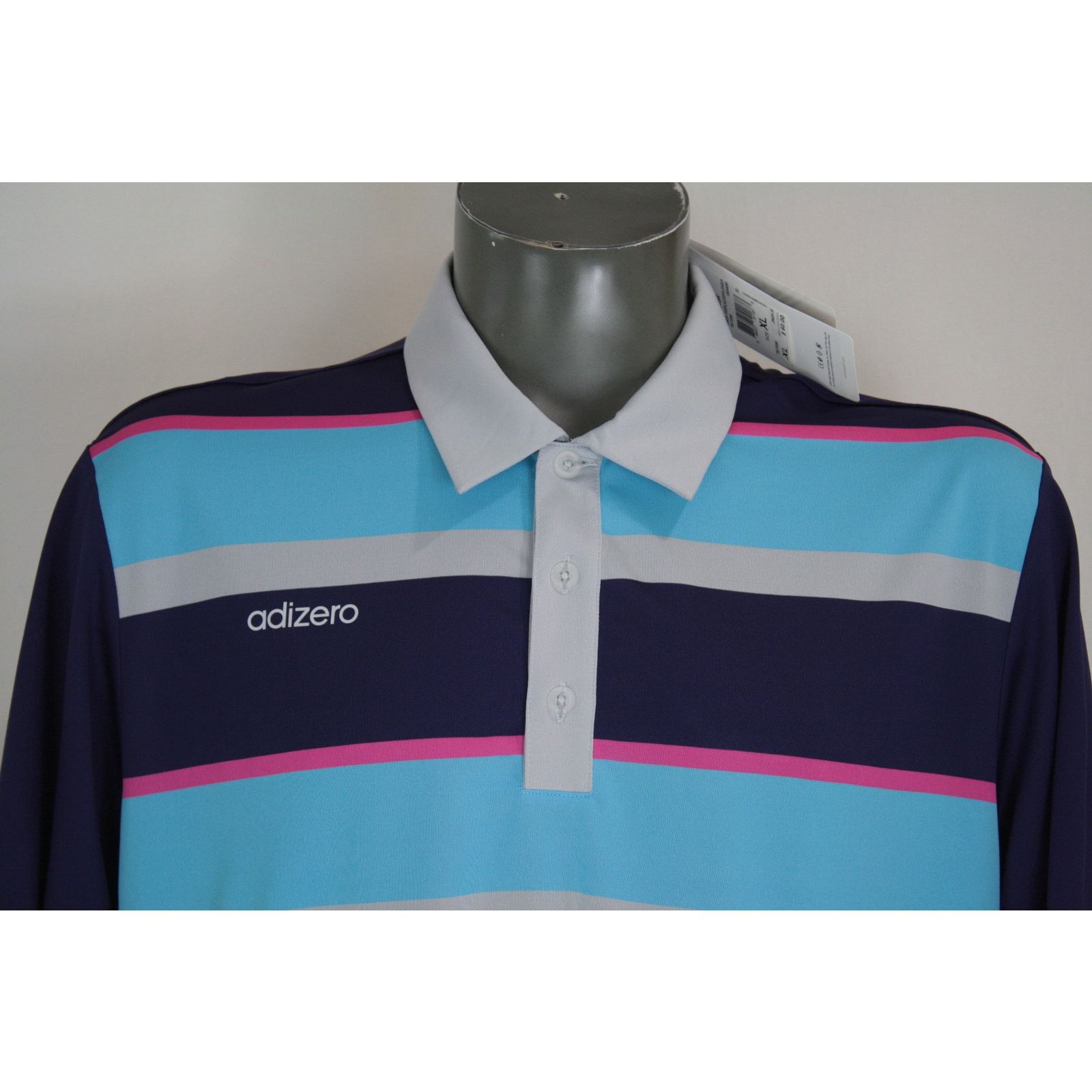 Adidas Adidas AdiZero Golf Polo Shirt XL Purple Striped Performance Size US XL / EU 56 / 4 - 2 Thumbnail