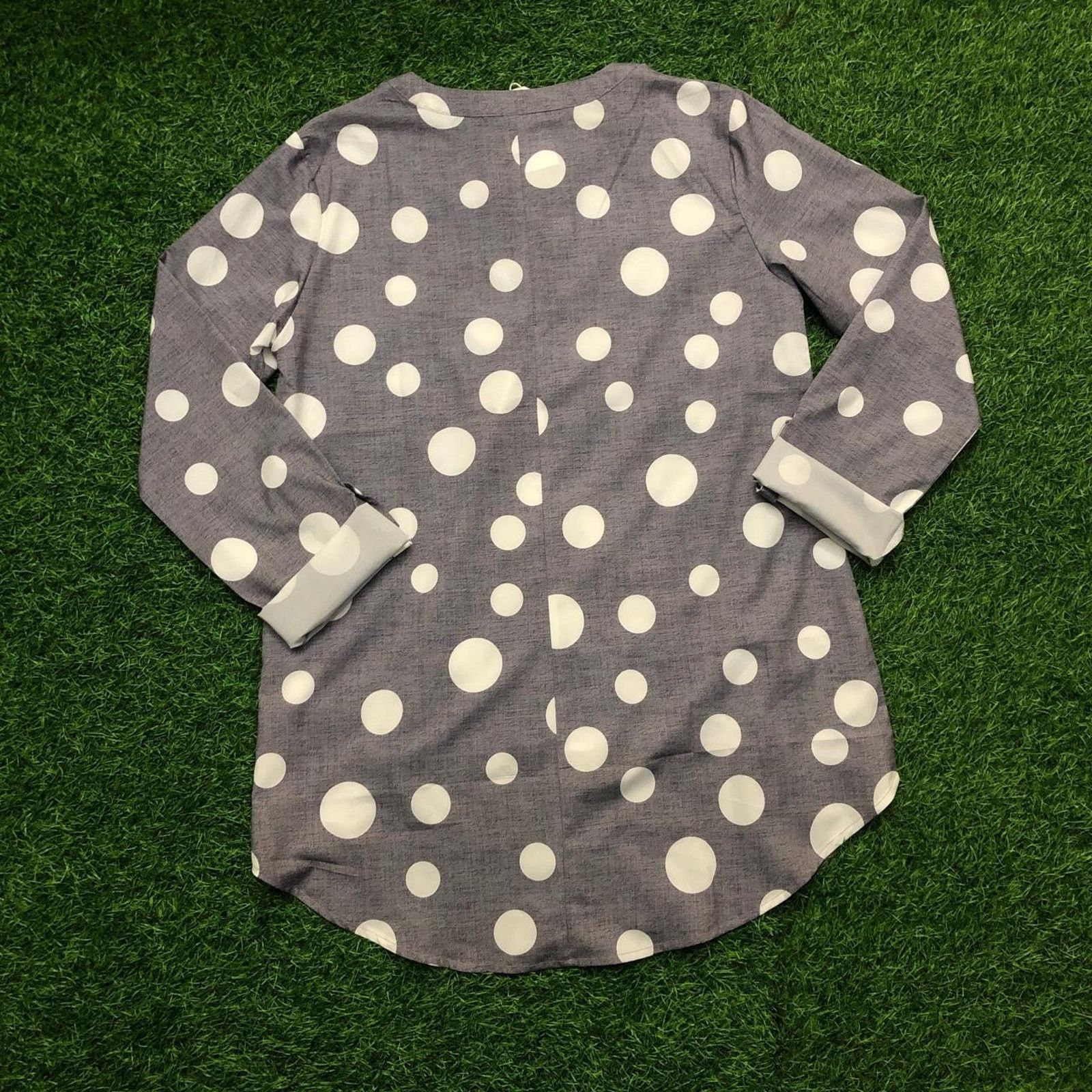 Other NWT Grey/White Polka Dot High-Low Blouse Size S / US 4 / IT 40 - 2 Thumbnail