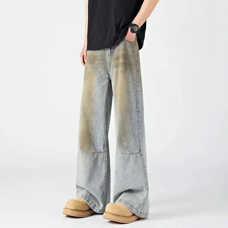 Japanese Brand Retro loose wide leg dirty dyed jeans Size US 32 / EU 48 - 3 Thumbnail
