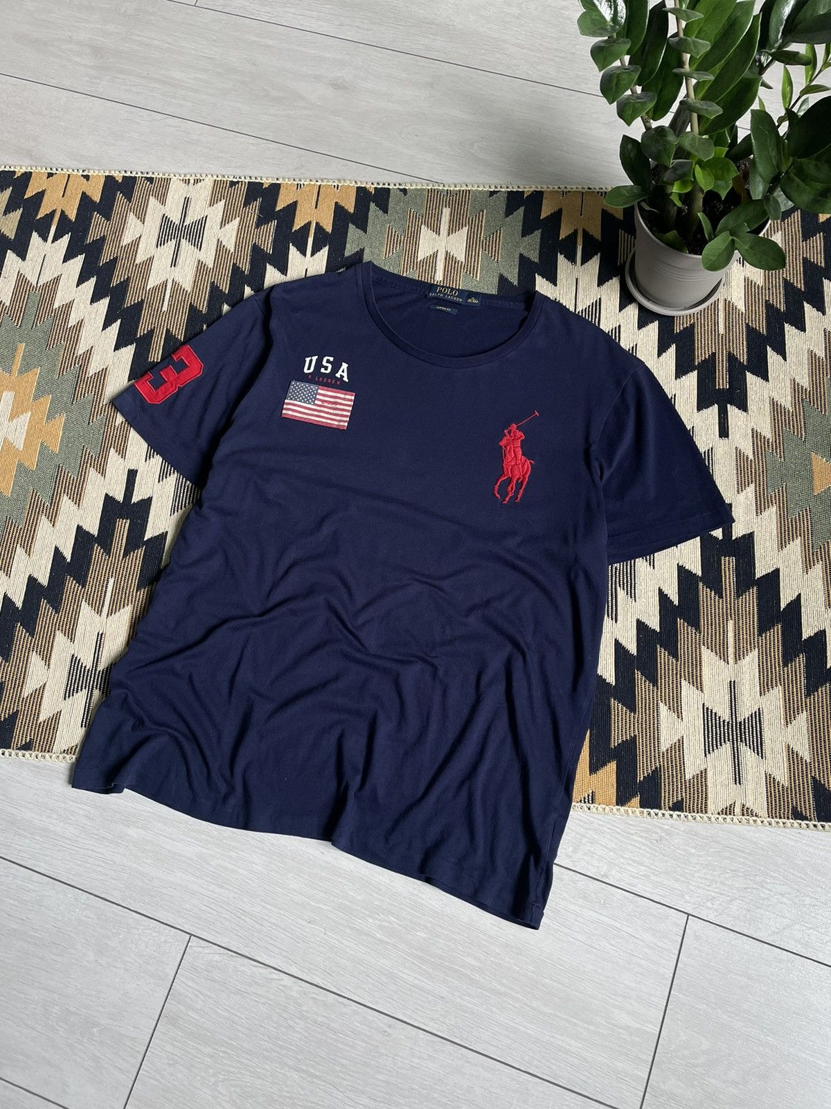 Vintage Polo Ralph Lauren USA Flag Y2K T-shirt Size US XL / EU 56 / 4 - 2 Thumbnail