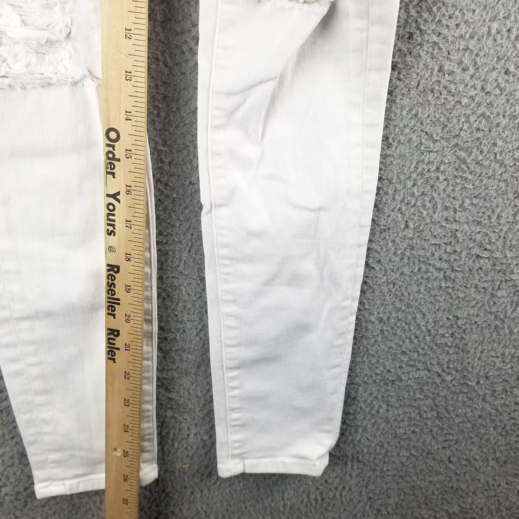 Frame FRAME Le Skinny De Jeanne Jeans - Women 24 White Denim Stretch Distressed Slim Cropped 27in Inseam Size 42" / US 20 - 7 Thumbnail