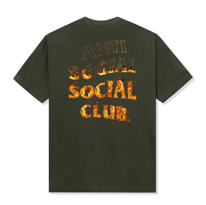 Anti Social Social Club Fire Inside Tee Olive DS New