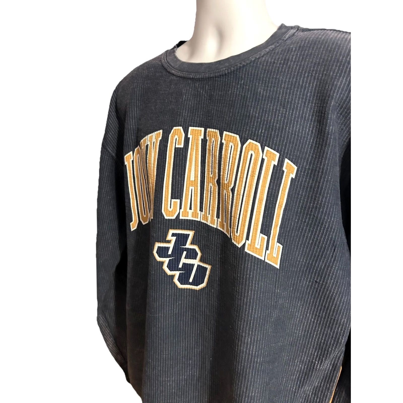 Vintage John Carroll University Pullover Ribbed Corduroy Sweatshirt Adult 2XL Navy Blue Size US XXL / EU 58 / 5 - 7 Thumbnail