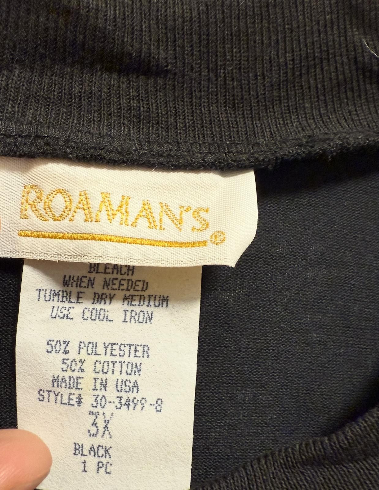 Designer Roaman’s 3X Rainbow Slashed Black Tee – USA Made Tie-Dye Size 3XL / US 20-22 - 4 Thumbnail