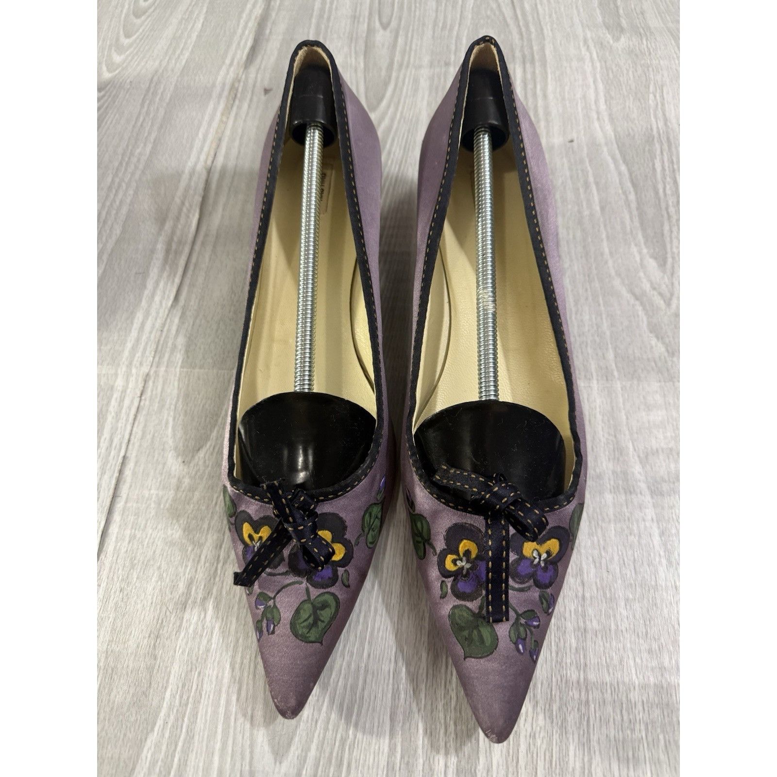 Miu Miu Miu Miu Satin hand painted Kitten Heel size 40 EU 10 US colo Size US 10 / IT 40 - 1 Thumbnail