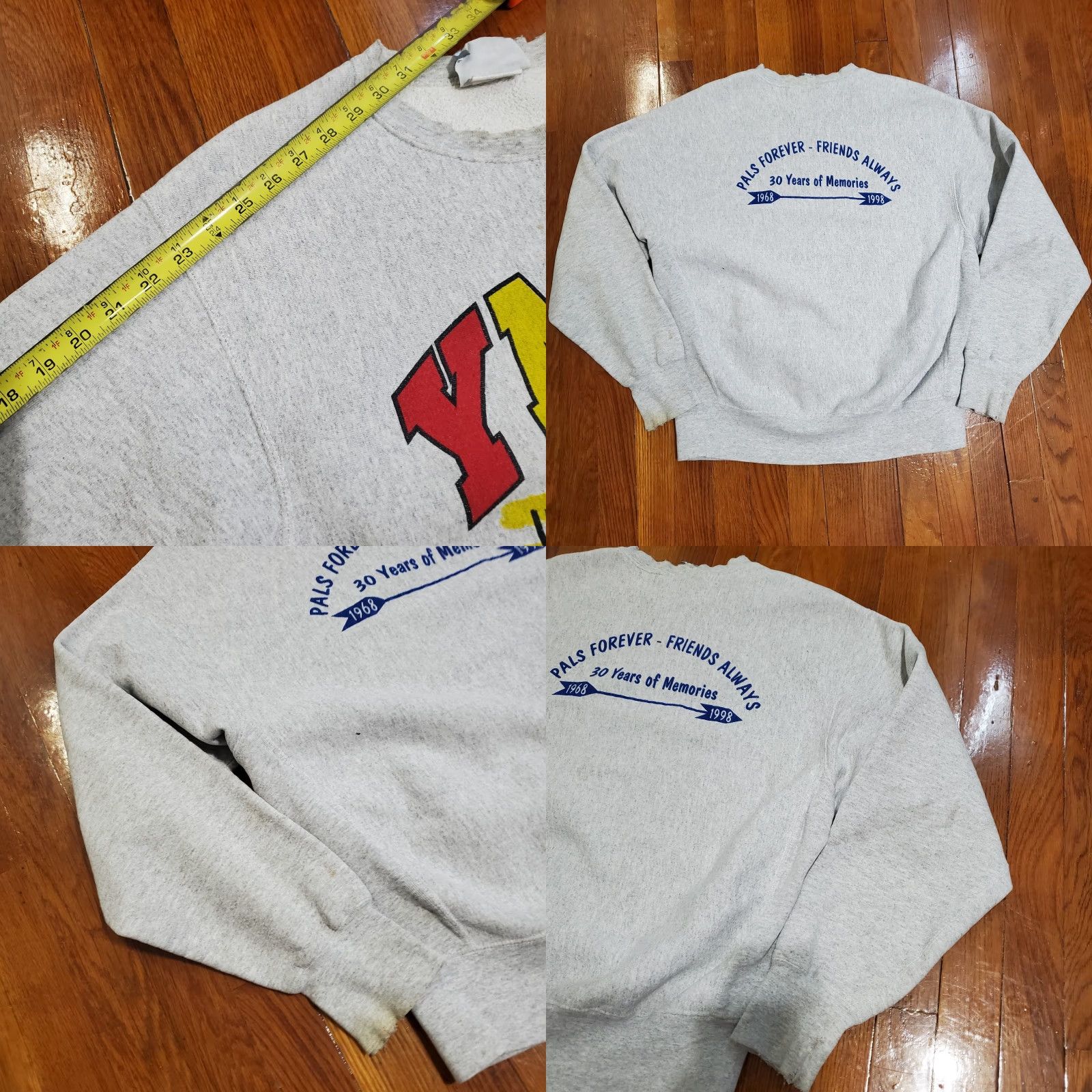 Lee VINTAGE Sweatshirt 1990s YMCA Gray Logo Sz L Rare Thrashed Distressed Stained Size US L / EU 52-54 / 3 - 9 Thumbnail