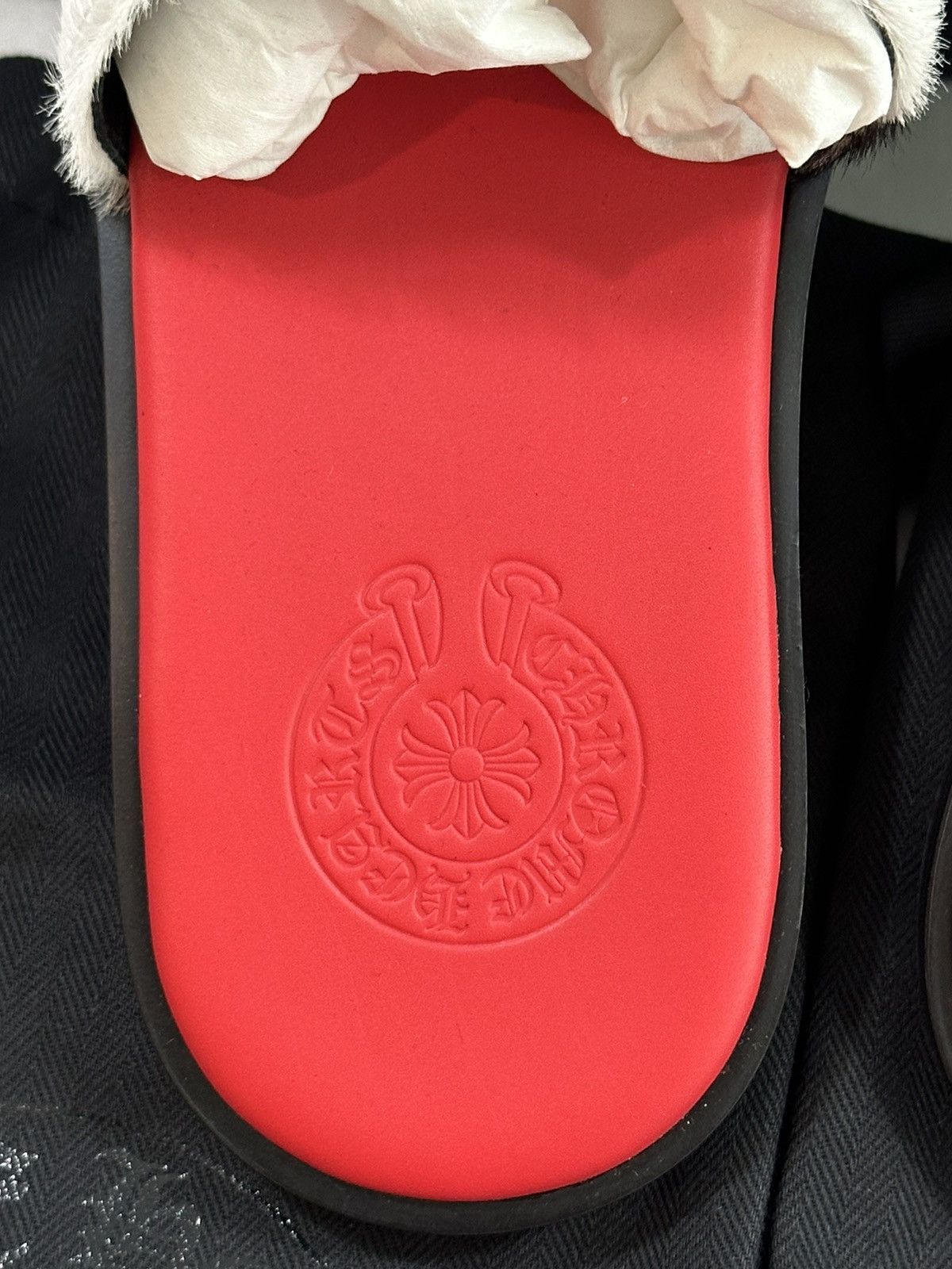 Chrome Hearts Chrome hearts red cow horsehair cross patch slippers Size US 9 / IT 39 - 3 Thumbnail