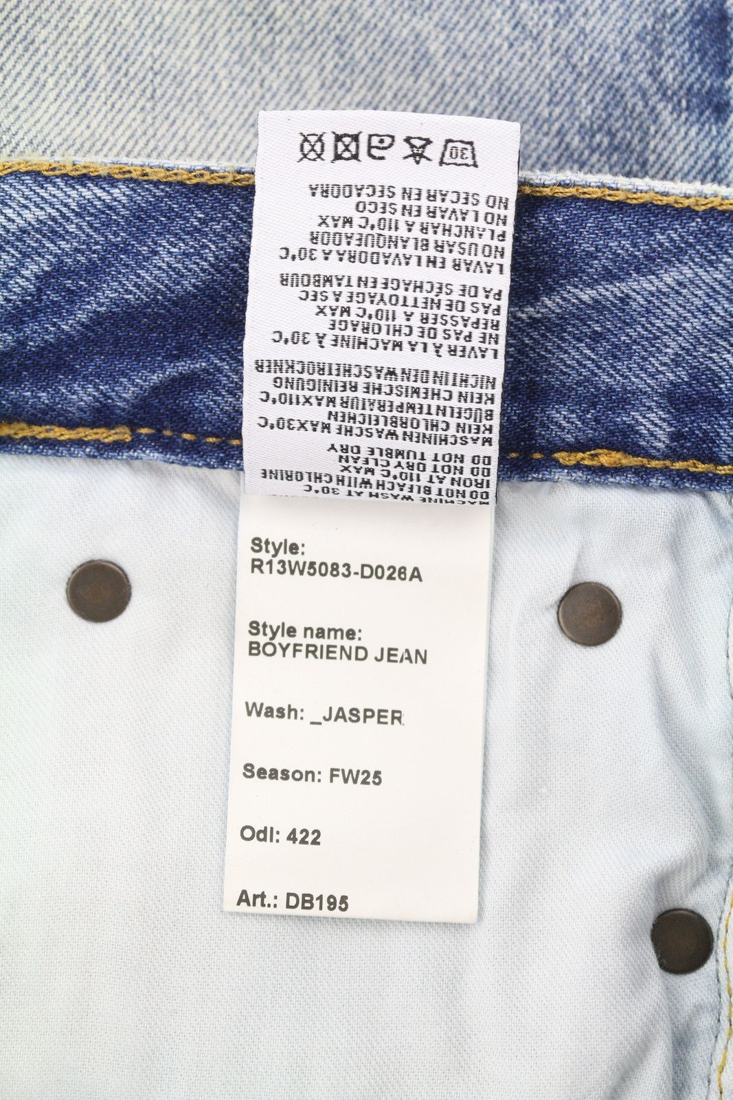 R13 BOYFRIEND 28 Jasper Faded Blue FW25 Jeans 87195 Size 28" / US 6 / IT 42 - 9 Thumbnail