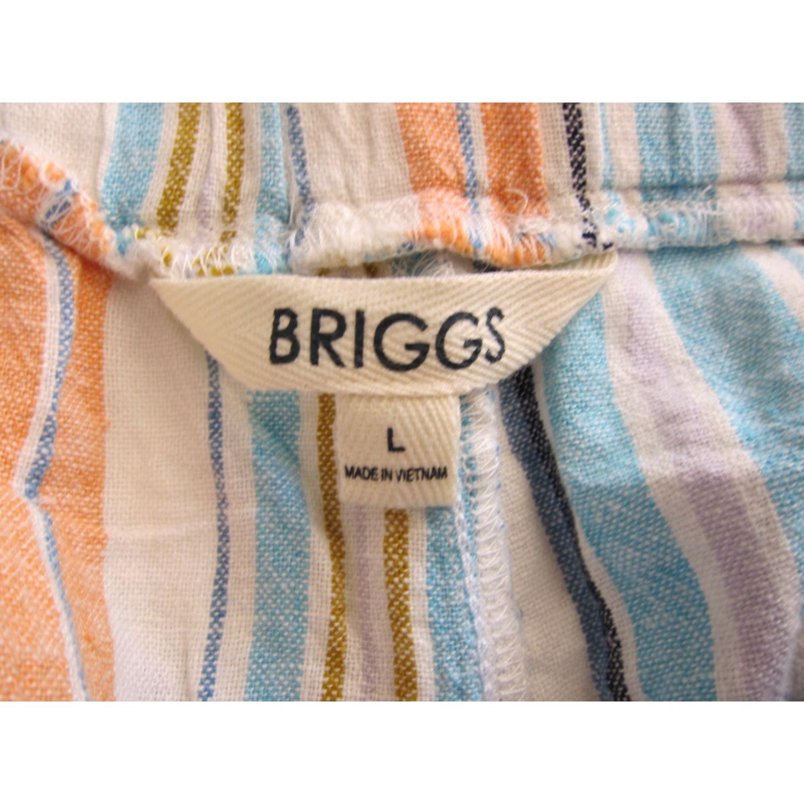 Vintage NWT Briggs Linen Blue Orange Stripe Pocket 5" Inseam Chino Short Woman Large Size 36" / US 14 / IT 50 - 3 Thumbnail