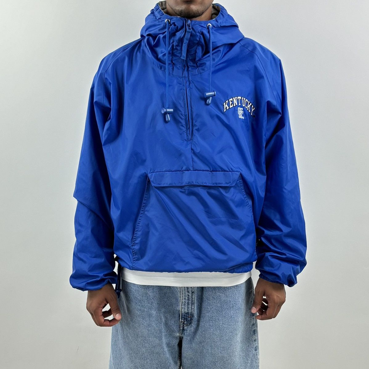 Vintage vintage Y2K UNIVERSITY OF KENTUCKY UK Nylon 1/2 Zip jacket Size US L / EU 52-54 / 3 - 3 Thumbnail