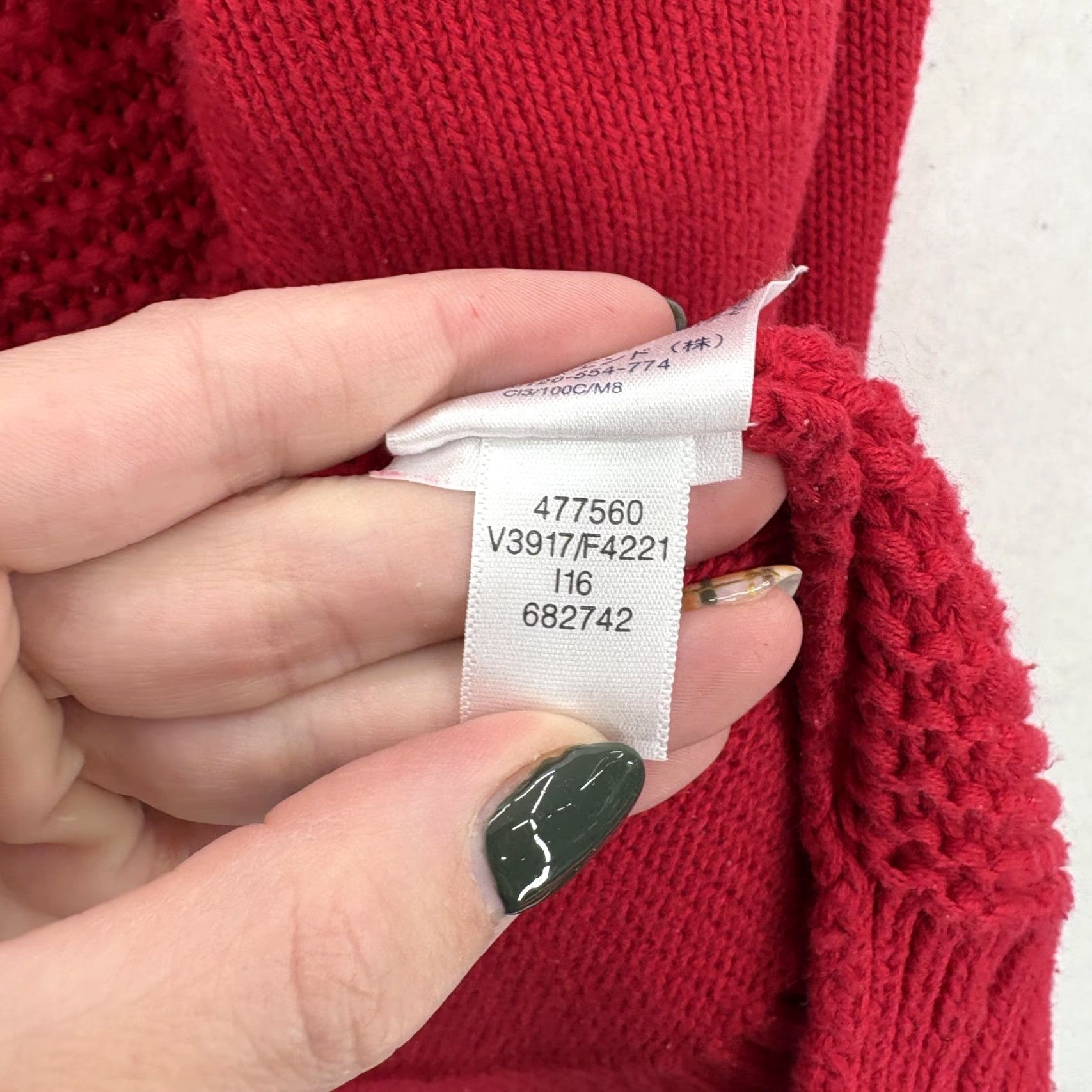 Lands' End Lands' End Sweater Womens 1X Red Drifter Cable Knit Tunic High Low Hem Cotton Size XL / US 12-14 / IT 48-50 - 6 Thumbnail