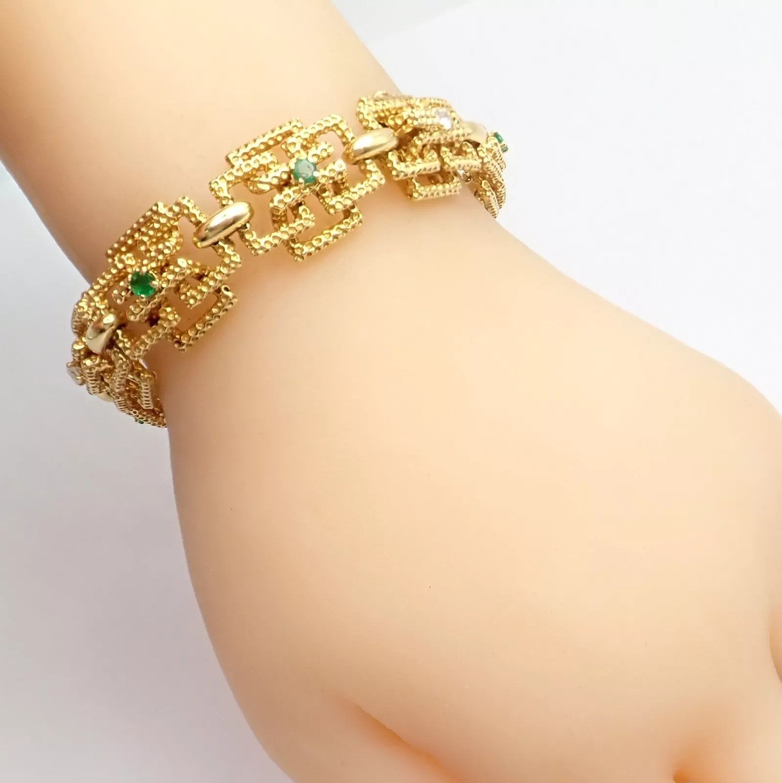 Tiffany & Co. Tiffany & Co France 18k Yellow Gold Diamond Emerald Bracelet Size ONE SIZE - 11 Thumbnail