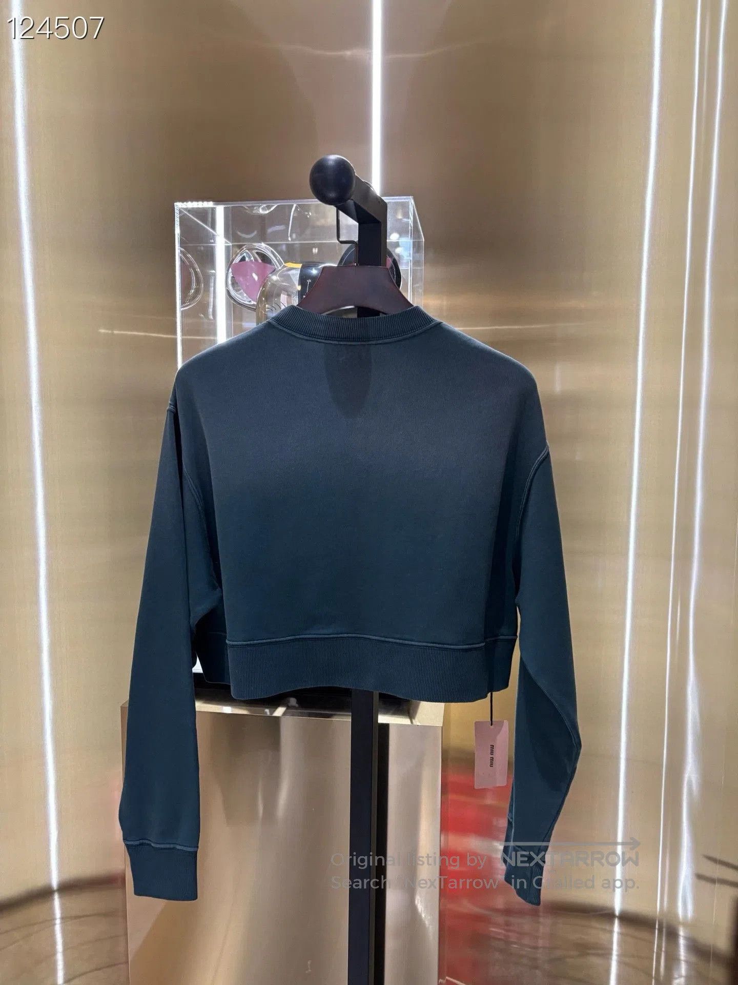 Miu Miu Miumiu Women's Logo Print Cropped Crewneck Sweatshirt. Size S / US 4 / IT 40 - 2 Thumbnail