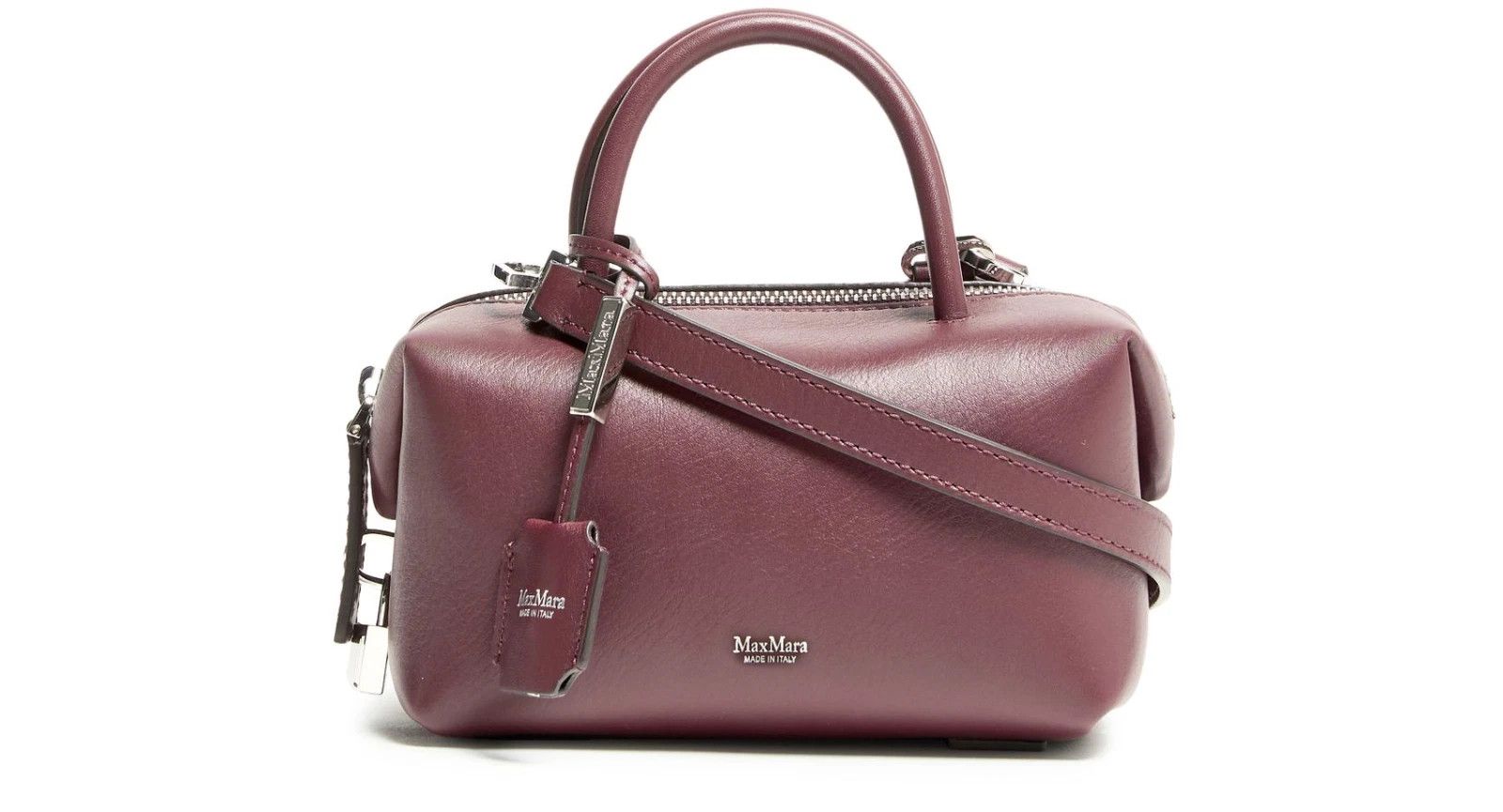 MAX MARA Small Bordeaux Leather Top Handle Holdall
