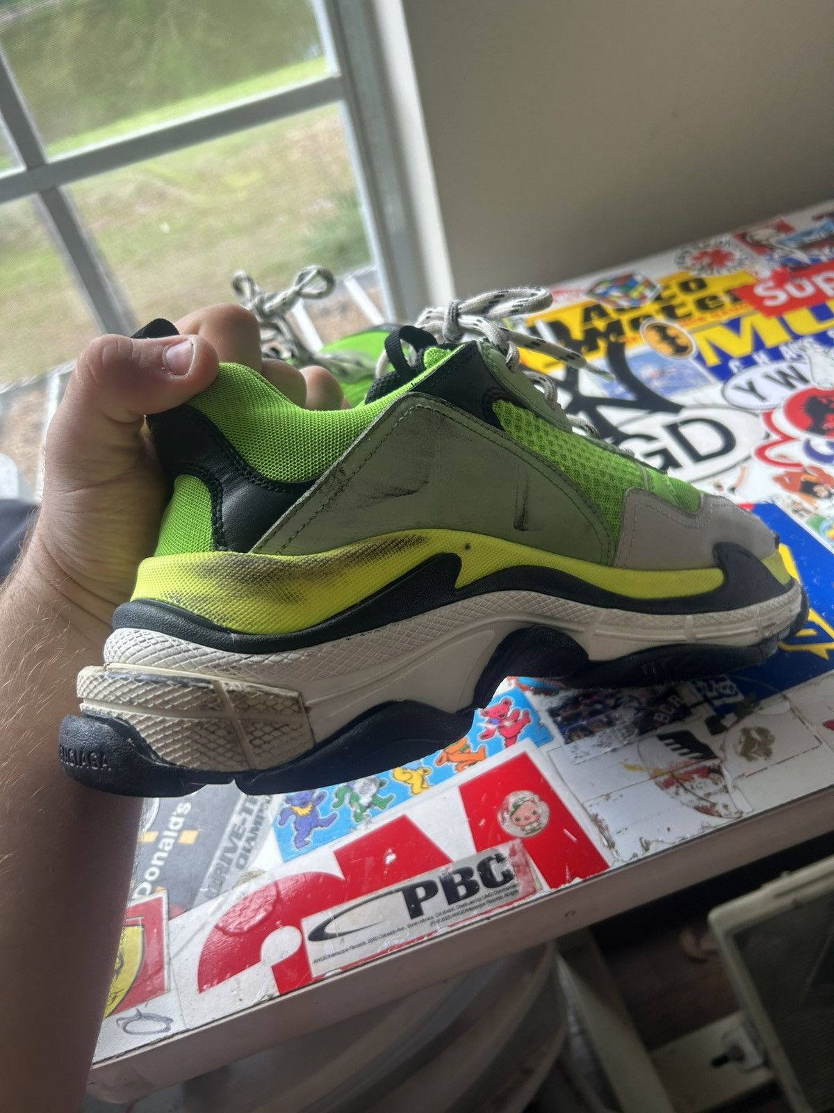 Balenciaga Balenciaga Triple S neon green thick sole dad shoe Size US 10 / EU 43 - 9 Thumbnail