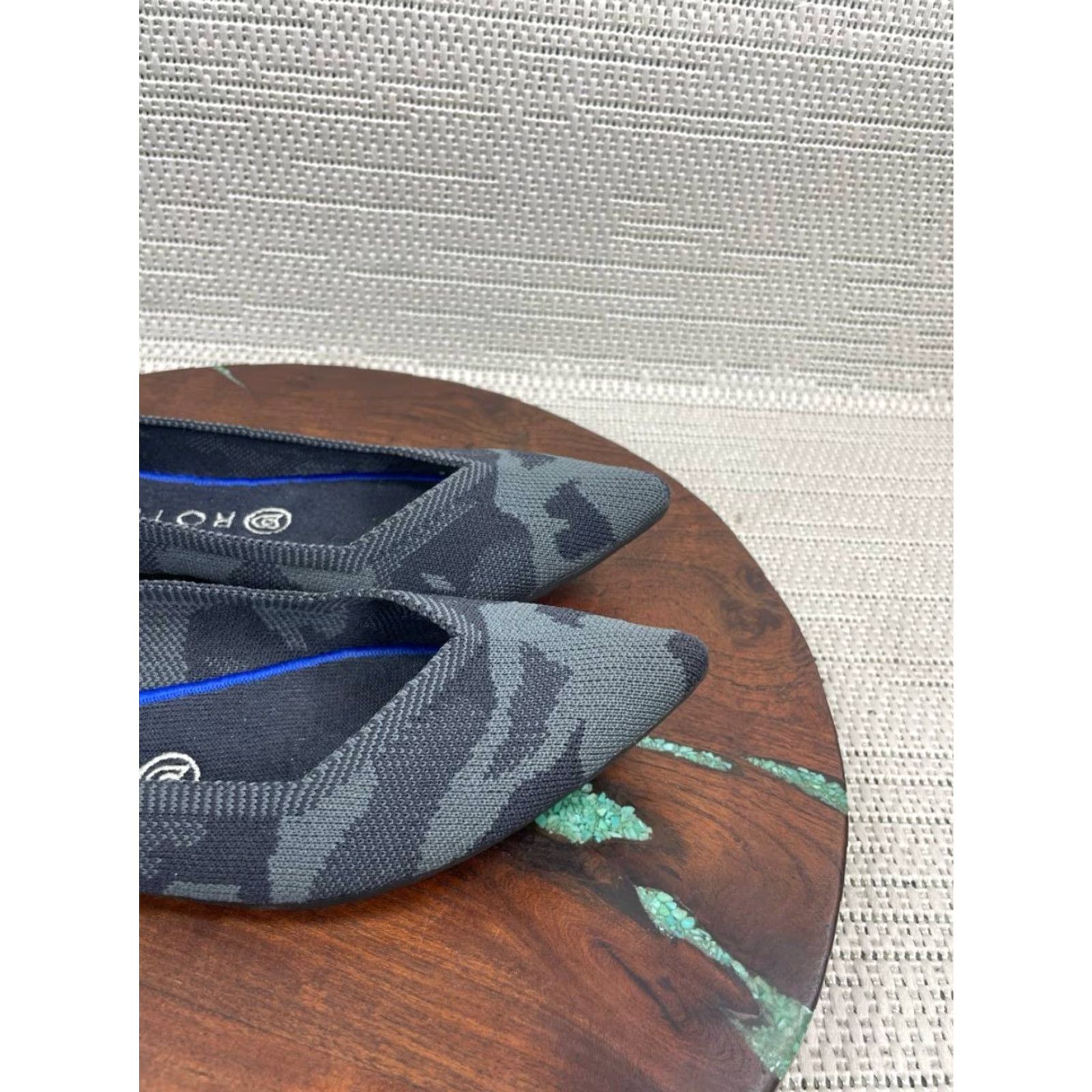 Rothy's Rothy’s Flat Womens Size 8.5 The Point Dark Grey Camo Ballet Pointed Toe Slip On Shoes Women Casual Knit Textile Rubber Lining Logo M Size US 6 / IT 36 - 2 Thumbnail