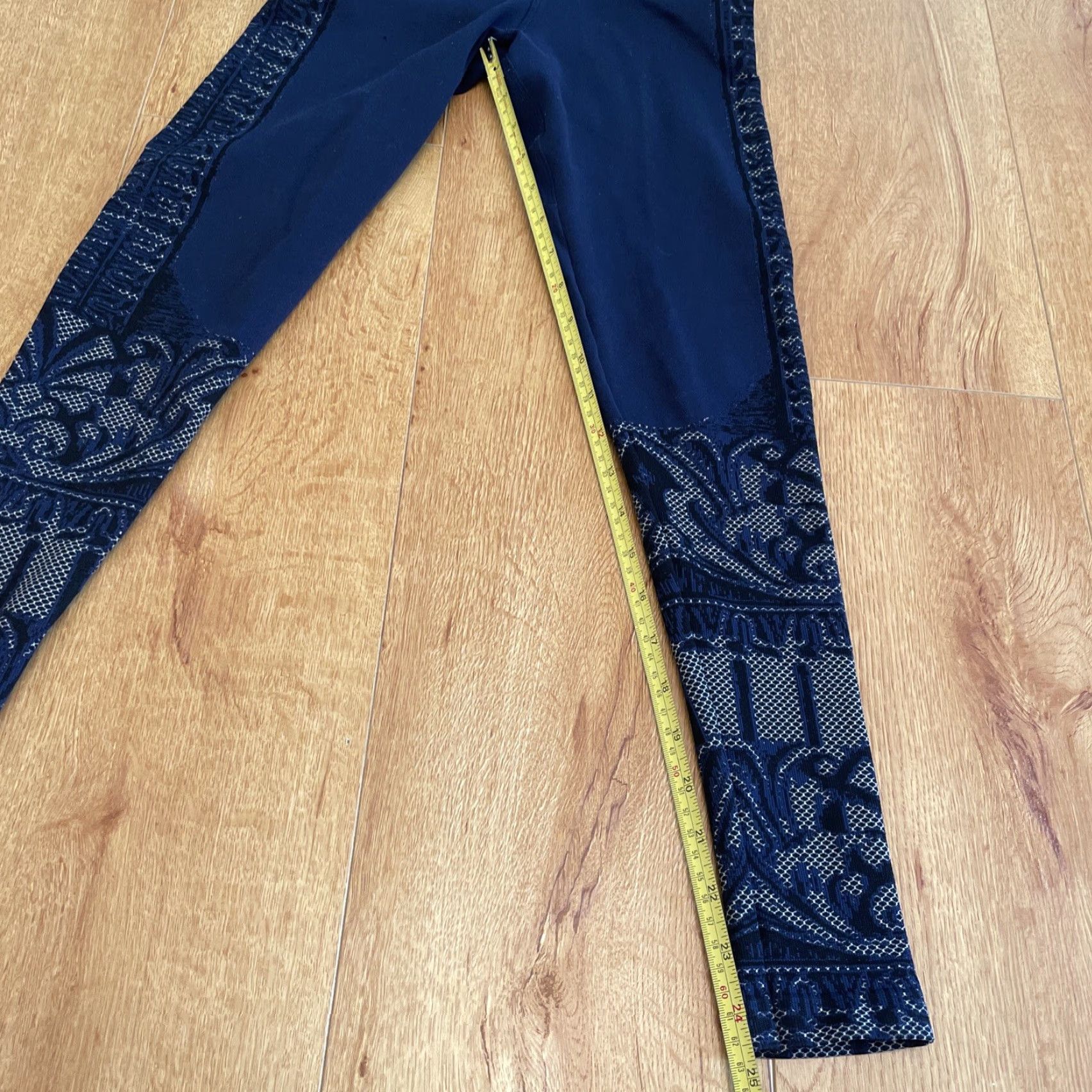 Vintage NUX Leggings Jacquard Lace Printed Greta Compression Navy Black Small Women Skinny Athletic Regular Size S Pocketed? 0 Size 28" / US 6 / IT 42 - 7 Thumbnail